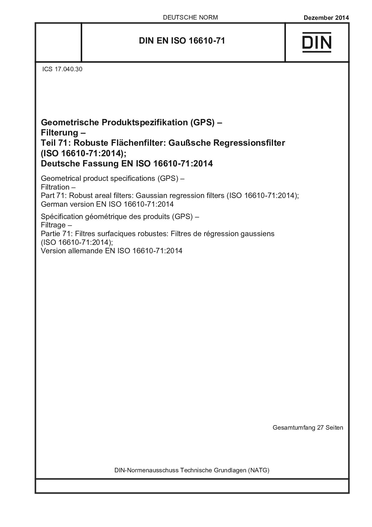 DIN EN ISO 16610-71:2014封面图