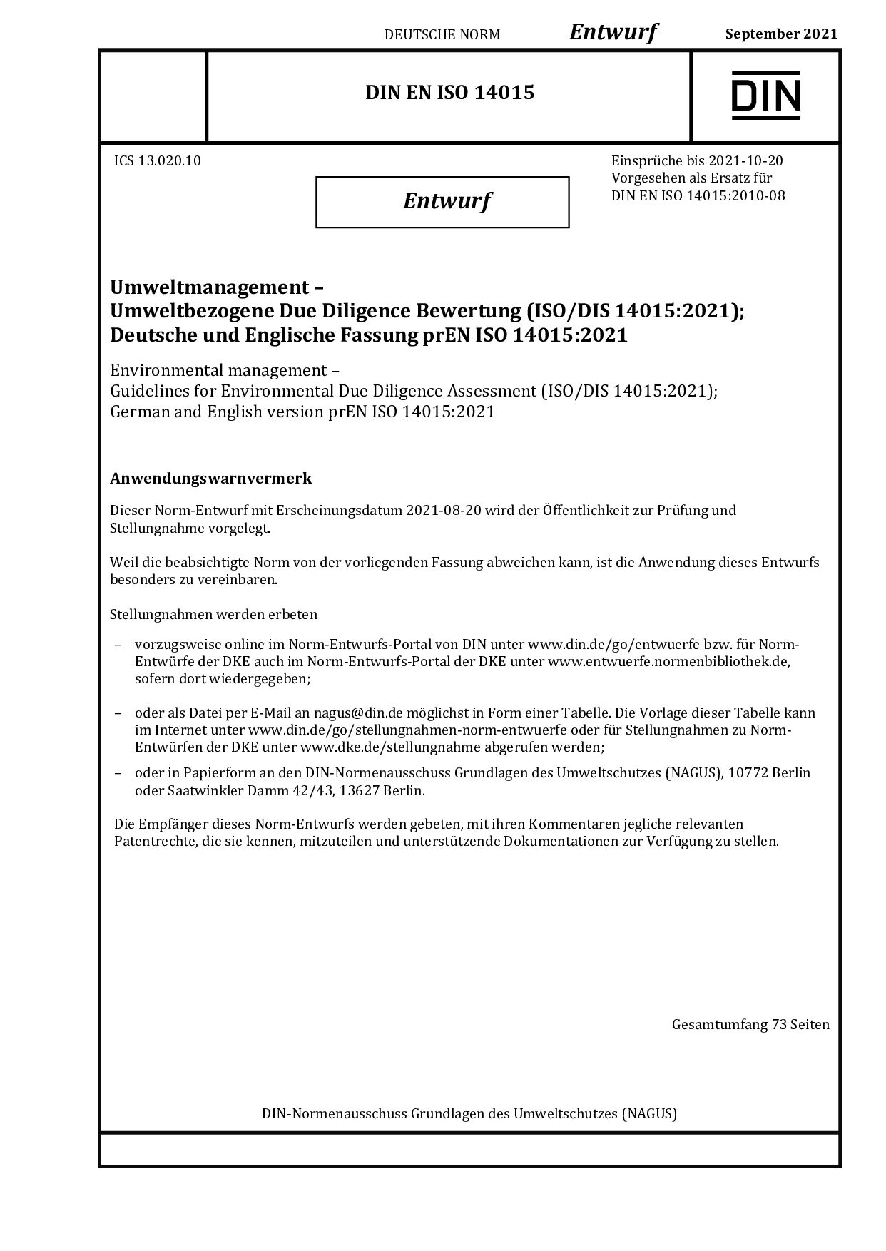 DIN EN ISO 14015 E:2021-09封面图