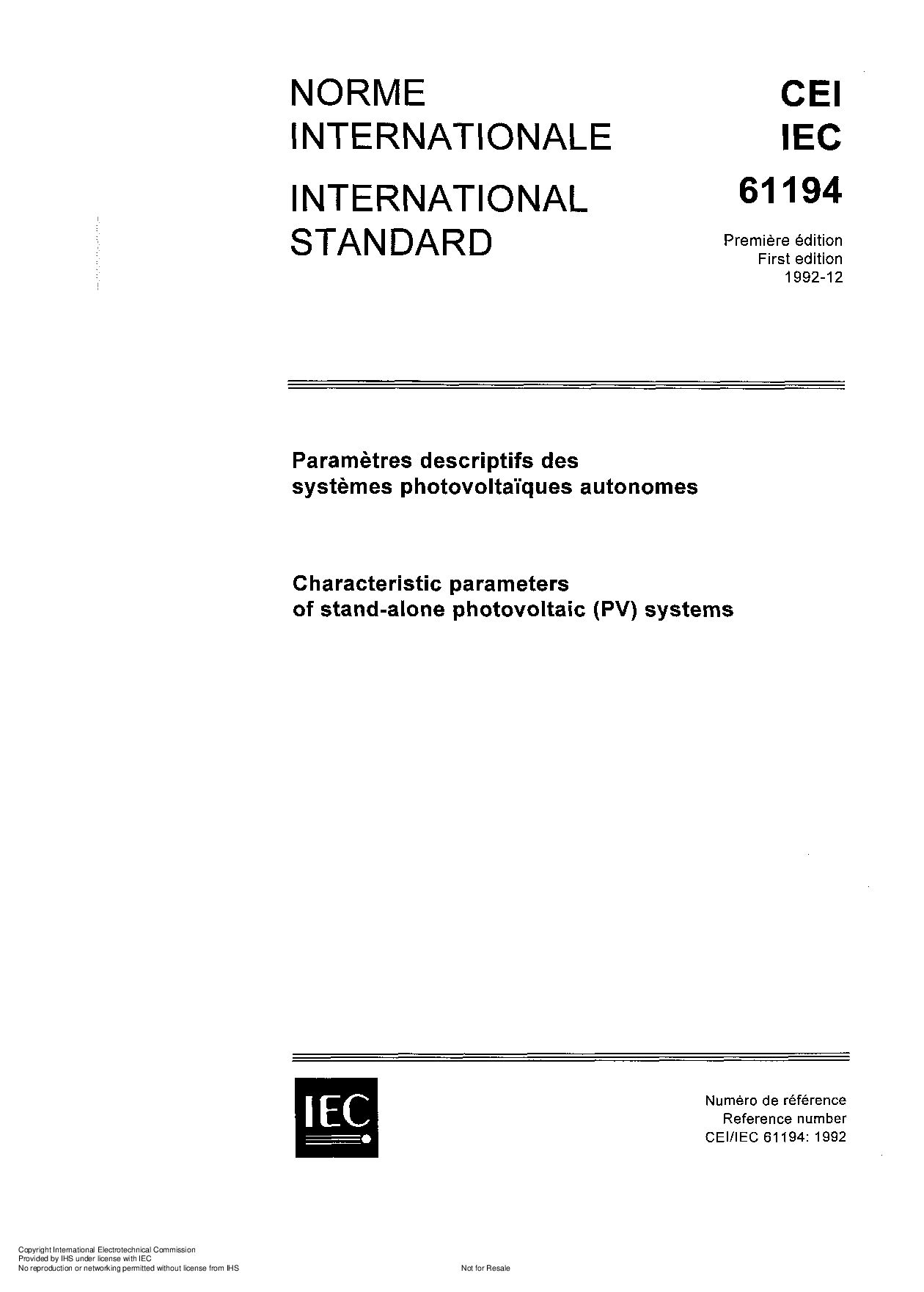 IEC 61194:1992封面图