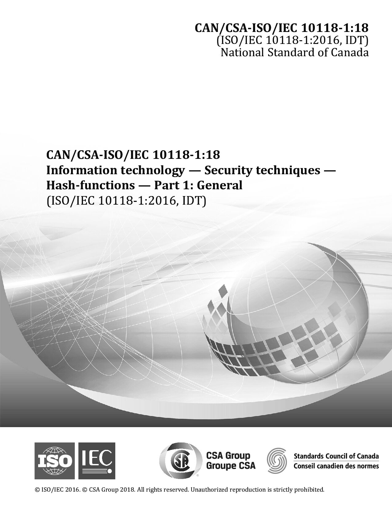 CAN/CSA-ISO/IEC 10118-1:2018封面图