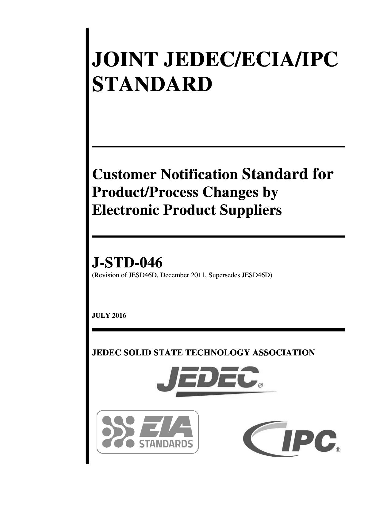 JEDEC ECIA IPC J-STD-046-2016封面图