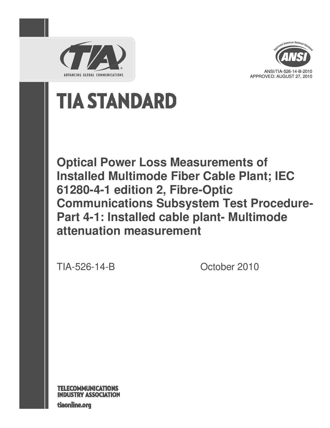 ANSI/TIA-526-14-B-2010封面图