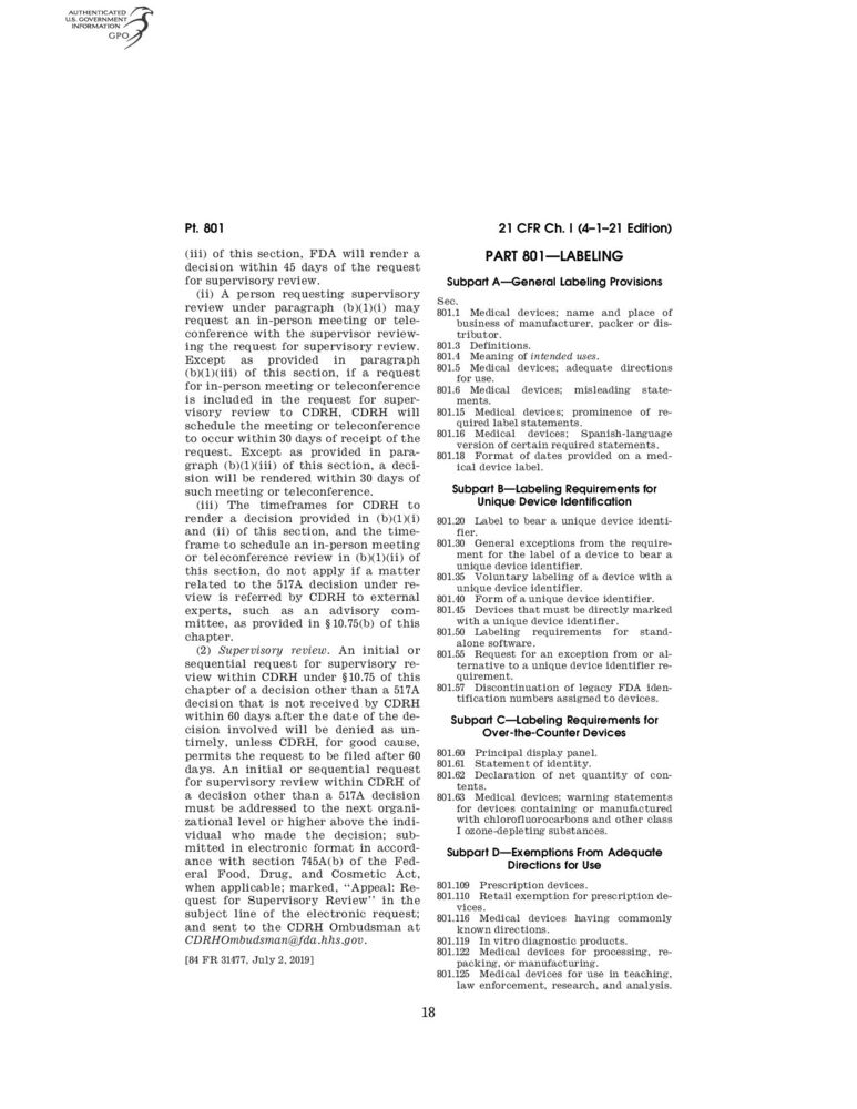21 CFR 801 2021 21 CFR 801 2021 21-cfr-801-2021-21-cfr-801-2021