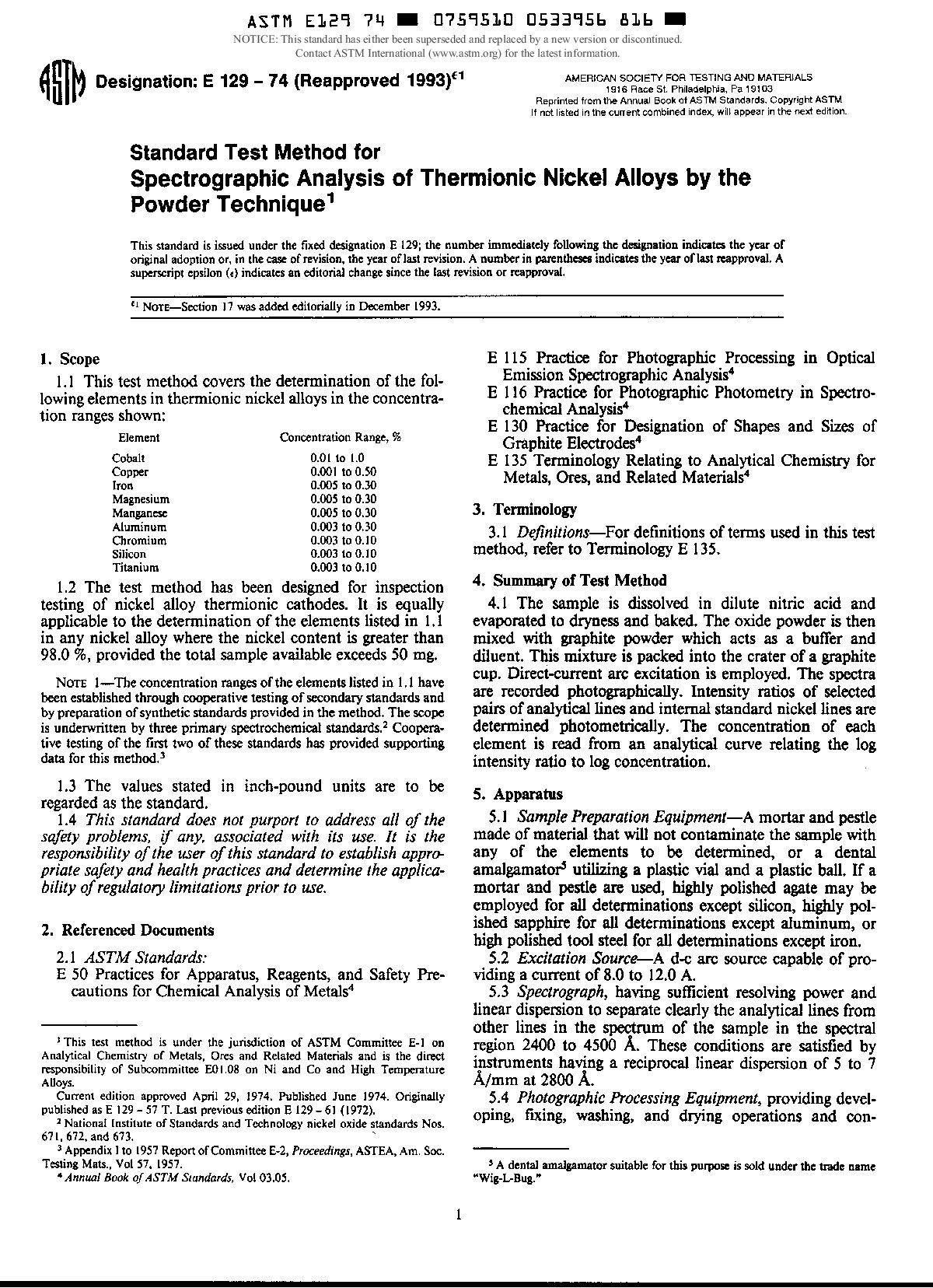 ASTM E129-74(1993)e1封面图