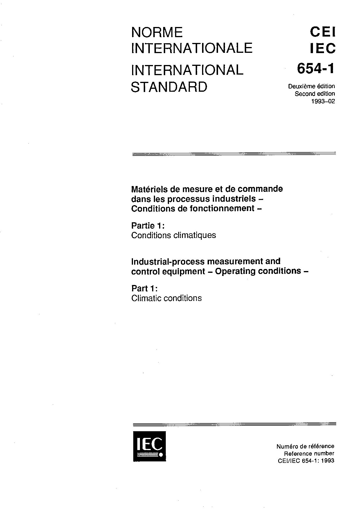 IEC 60654-1:1993封面图