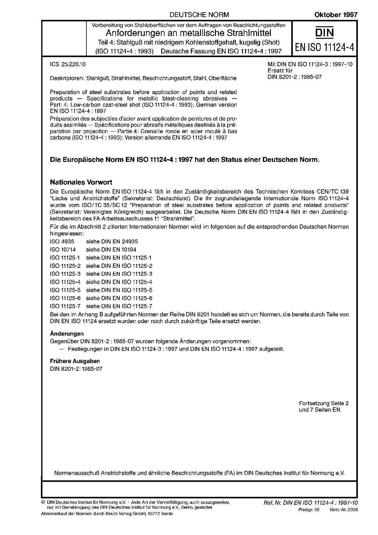 DIN EN ISO 11124-4:1997封面图
