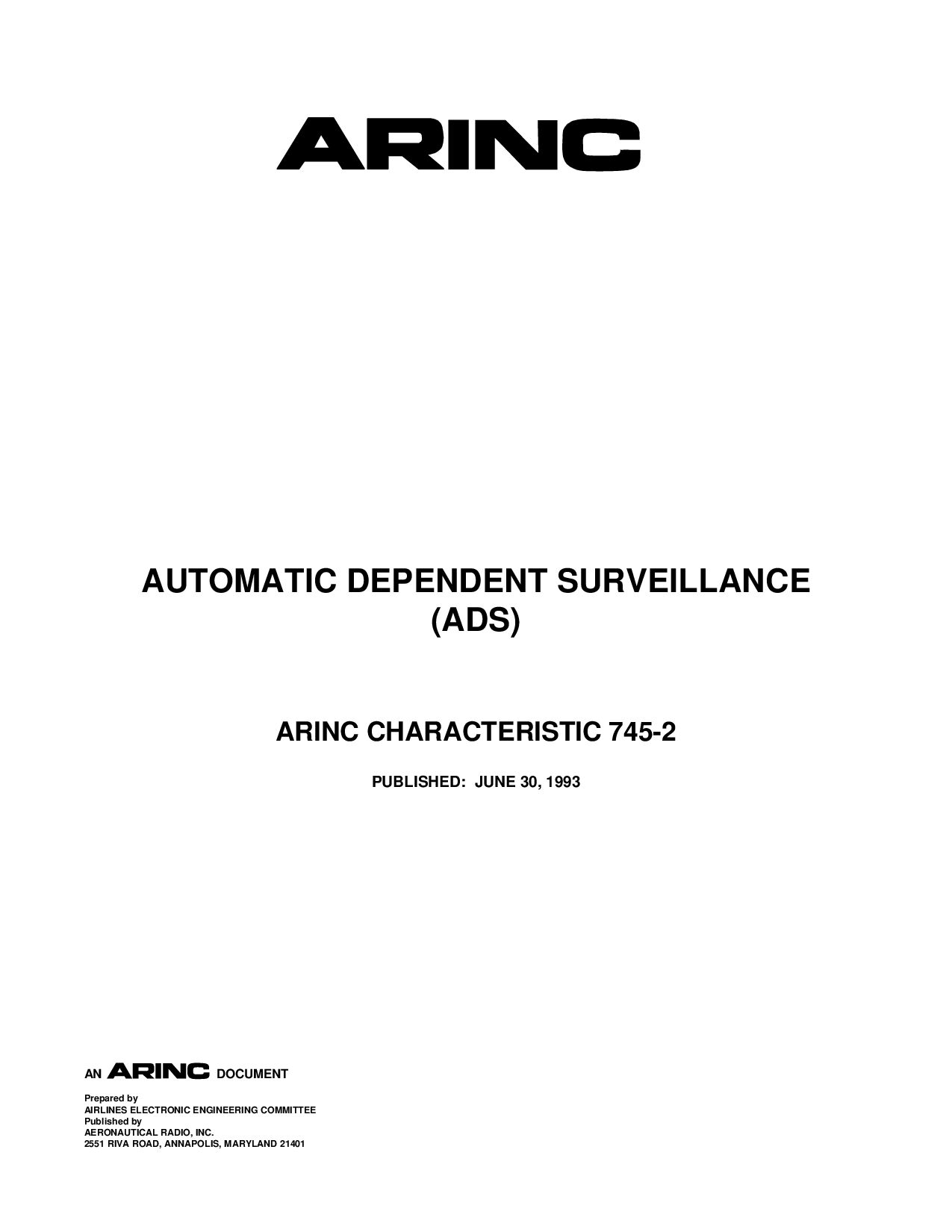 ARINC 745-2-1993封面图