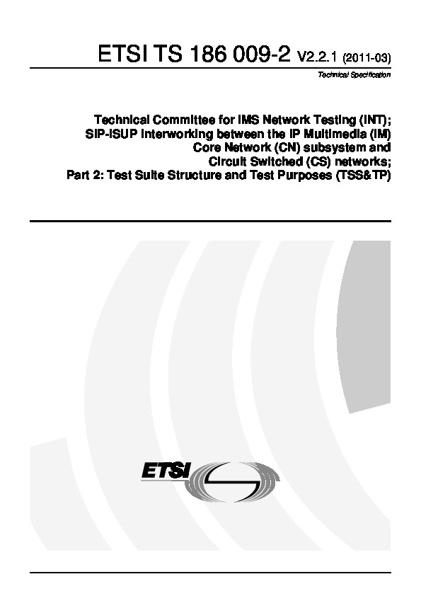 ETSI TS 186 009-2-2011封面图