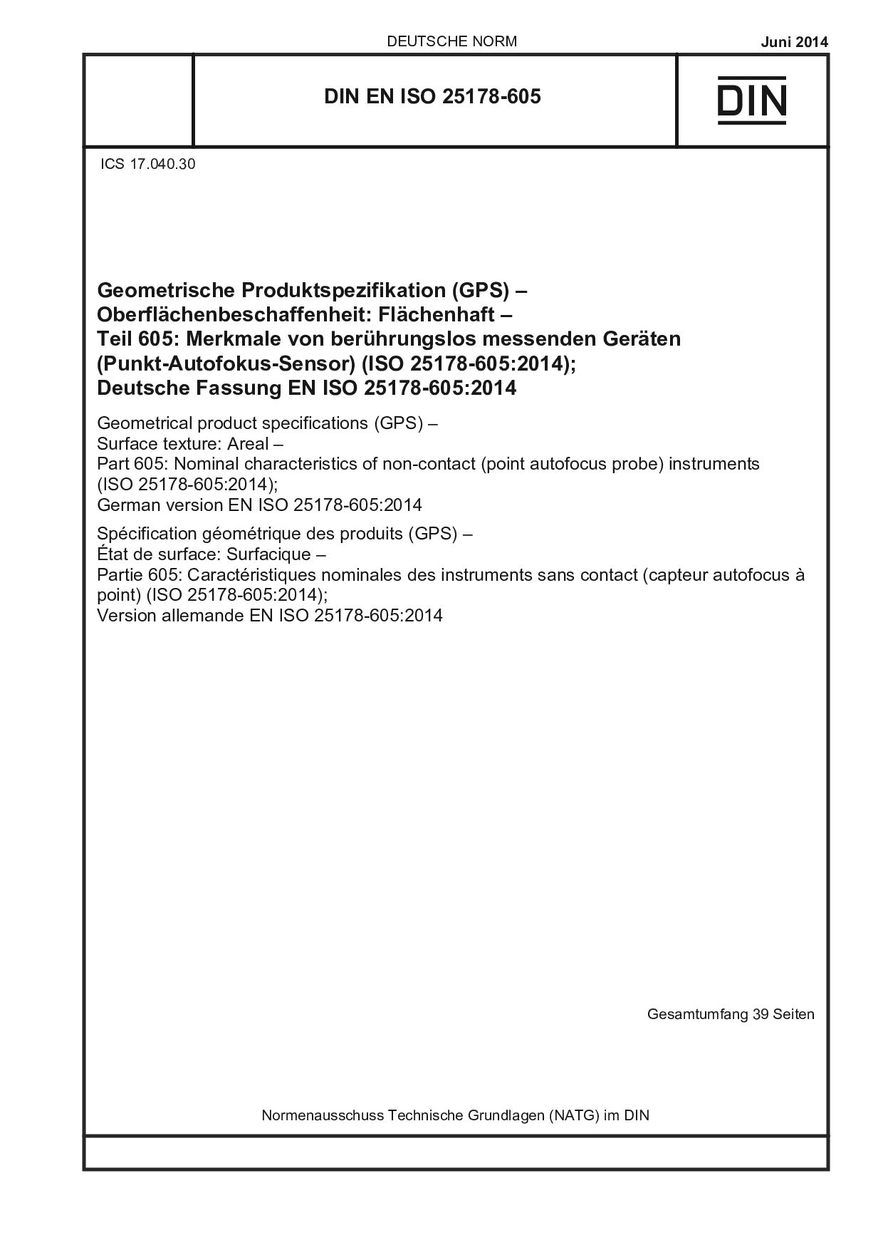 DIN EN ISO 25178-605:2014