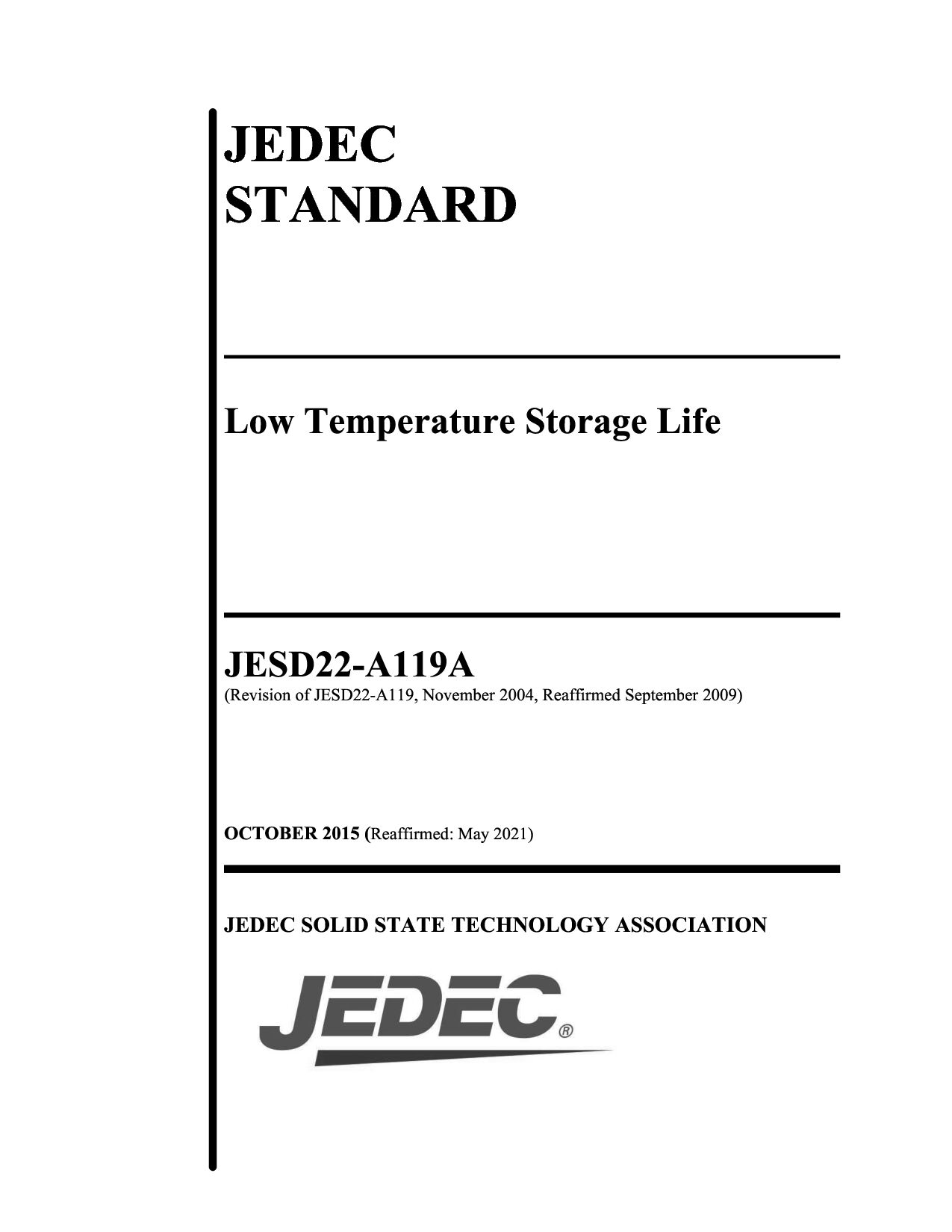 JEDEC JESD22-A119A-2015(2021)封面图