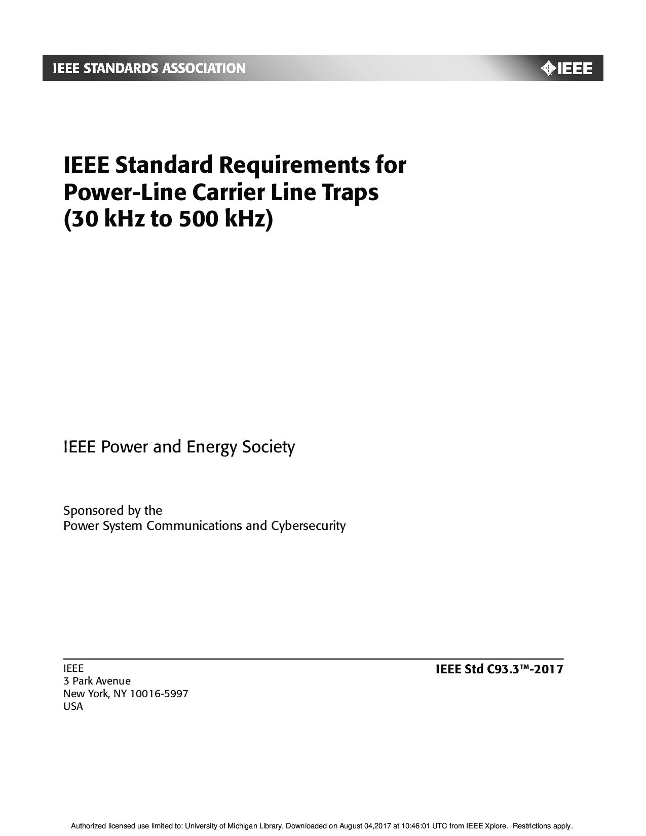 IEEE Std C93.3-2017封面图