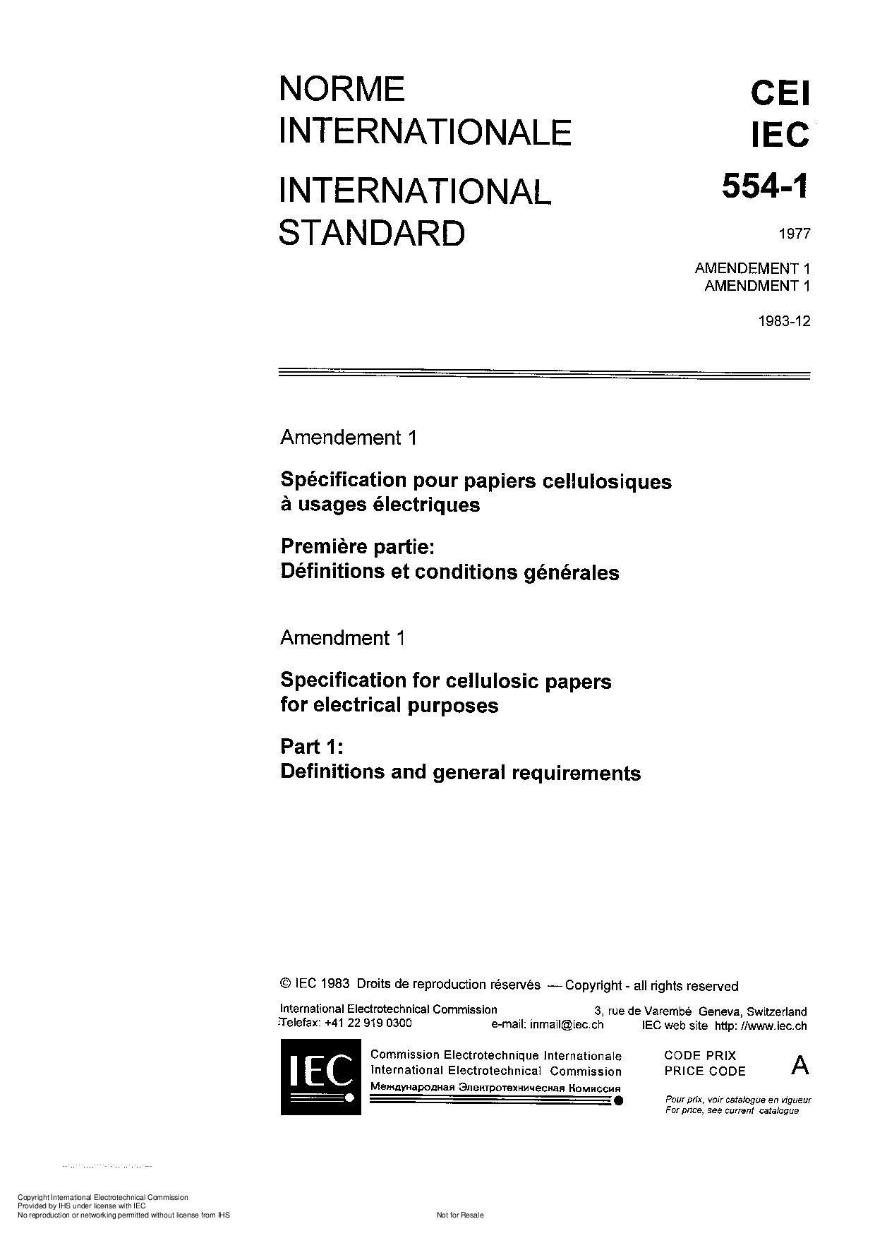 IEC 60554-1:1977封面图