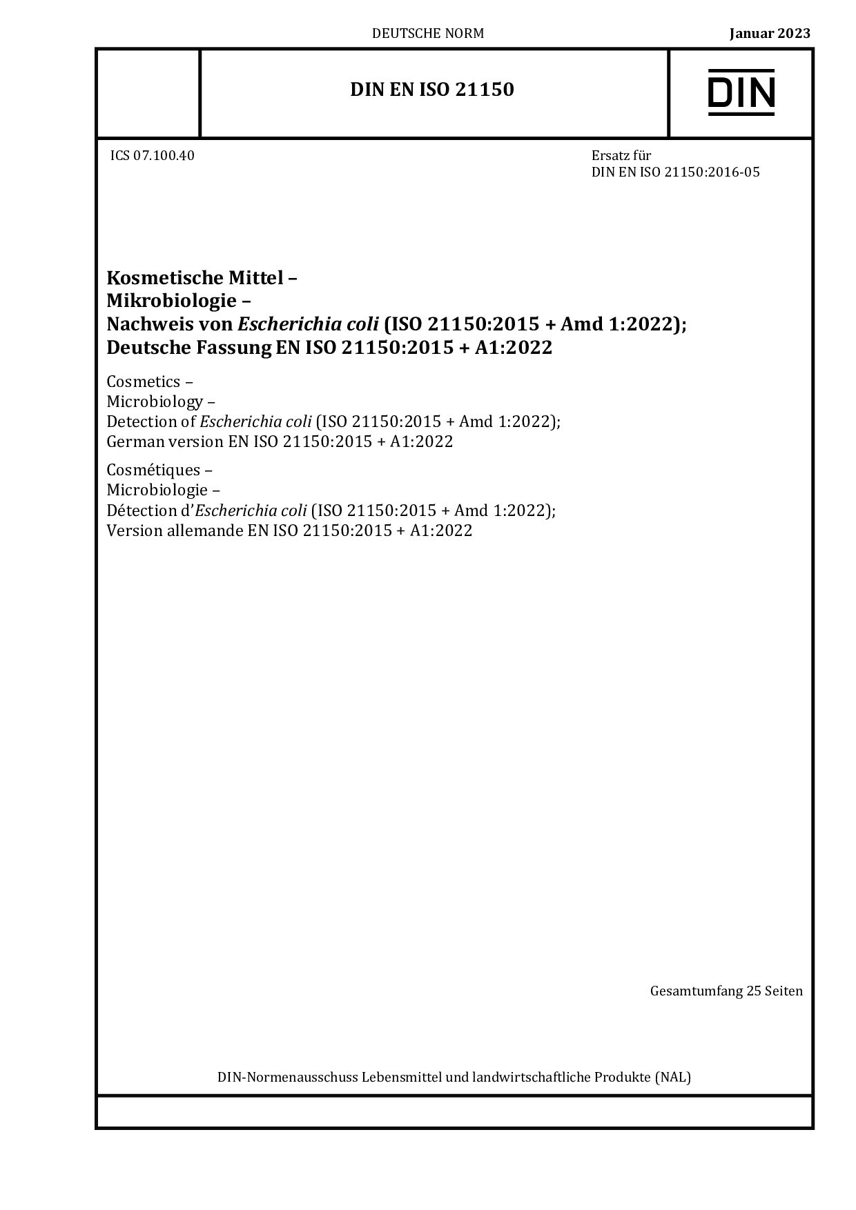DIN EN ISO 21150:2023-01封面图