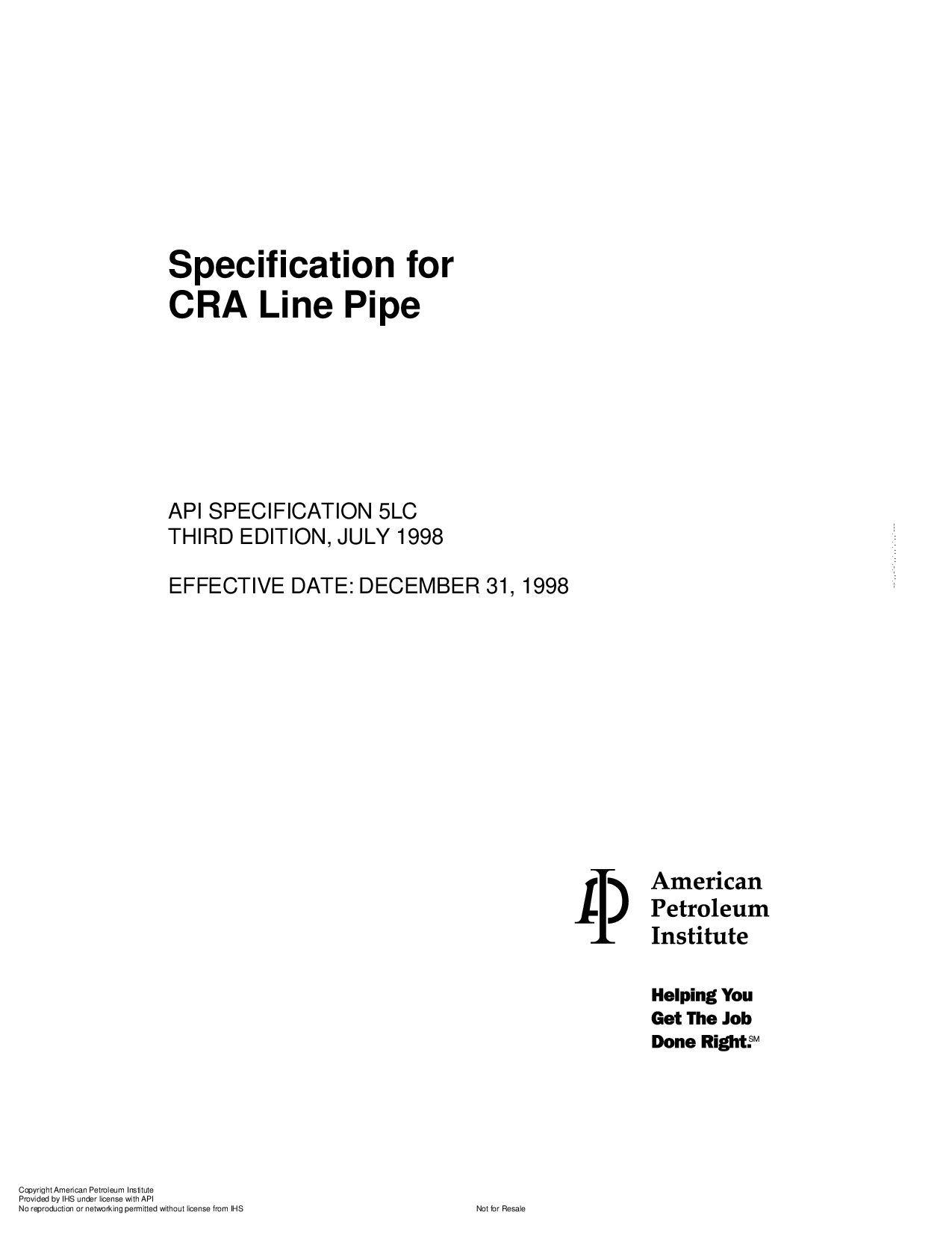 API SPEC 5LC-1998封面图