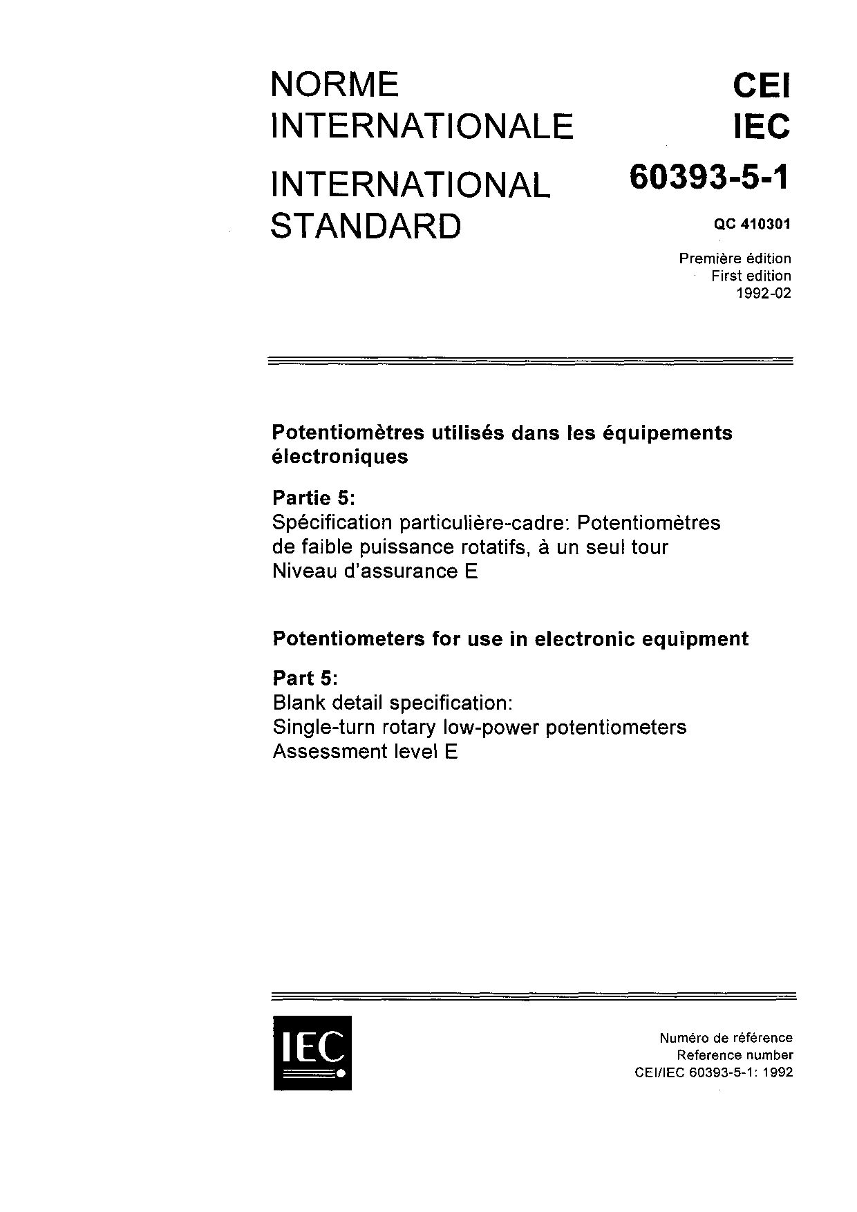 IEC 60393-5-1:1992封面图