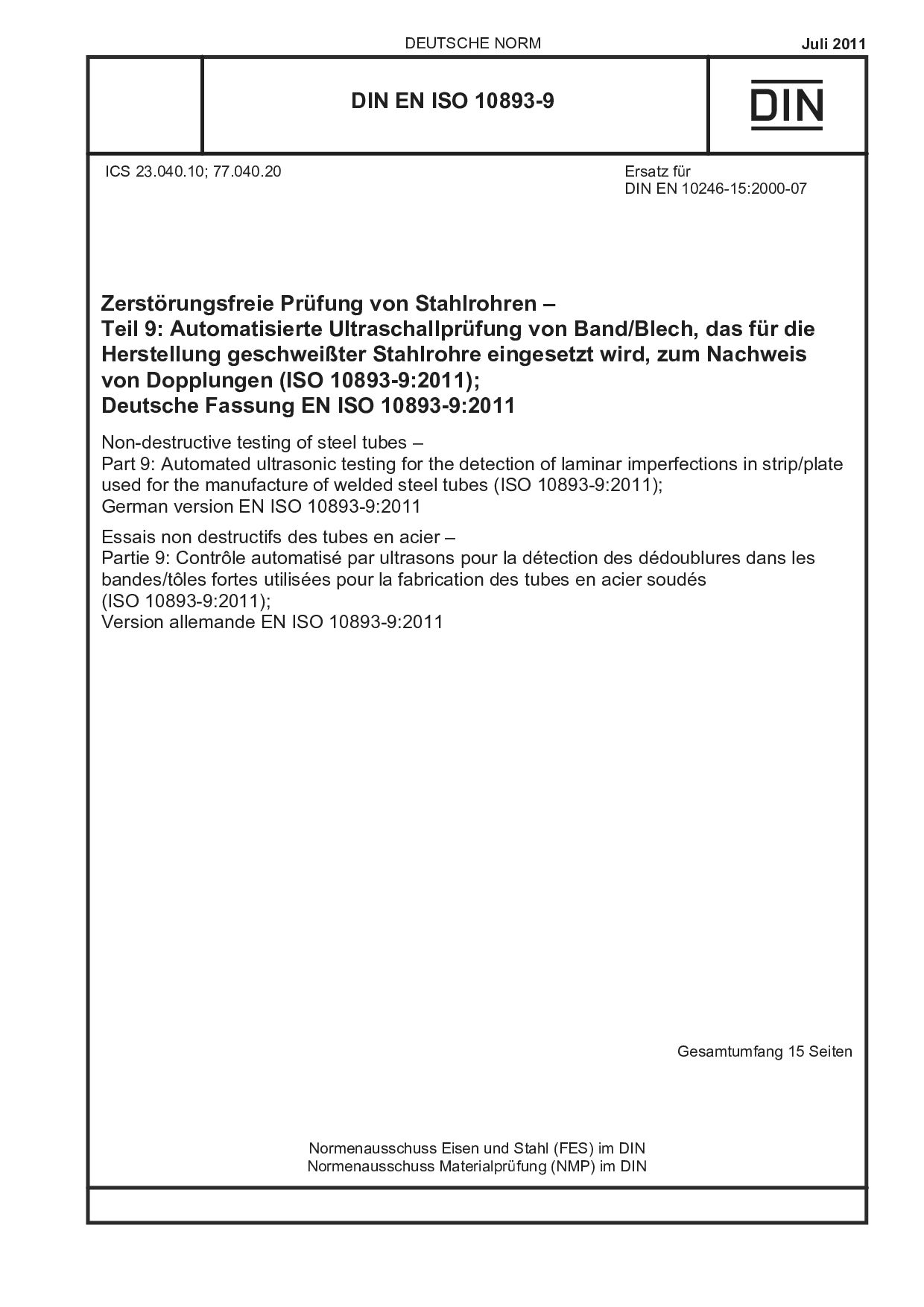 DIN EN ISO 10893-9:2011