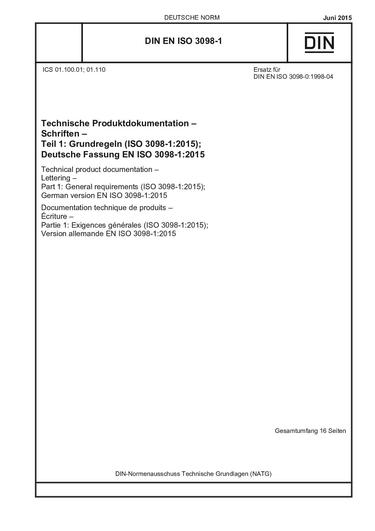 DIN EN ISO 3098-1:2015封面图