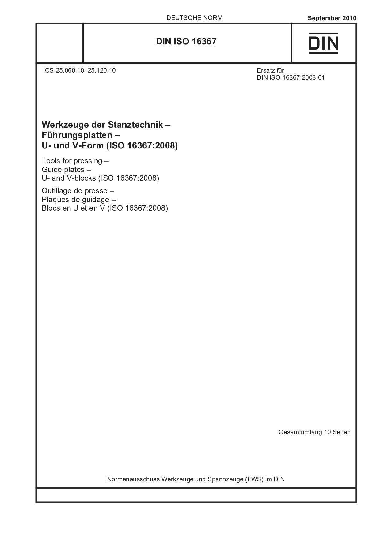 DIN ISO 16367:2010-09封面图