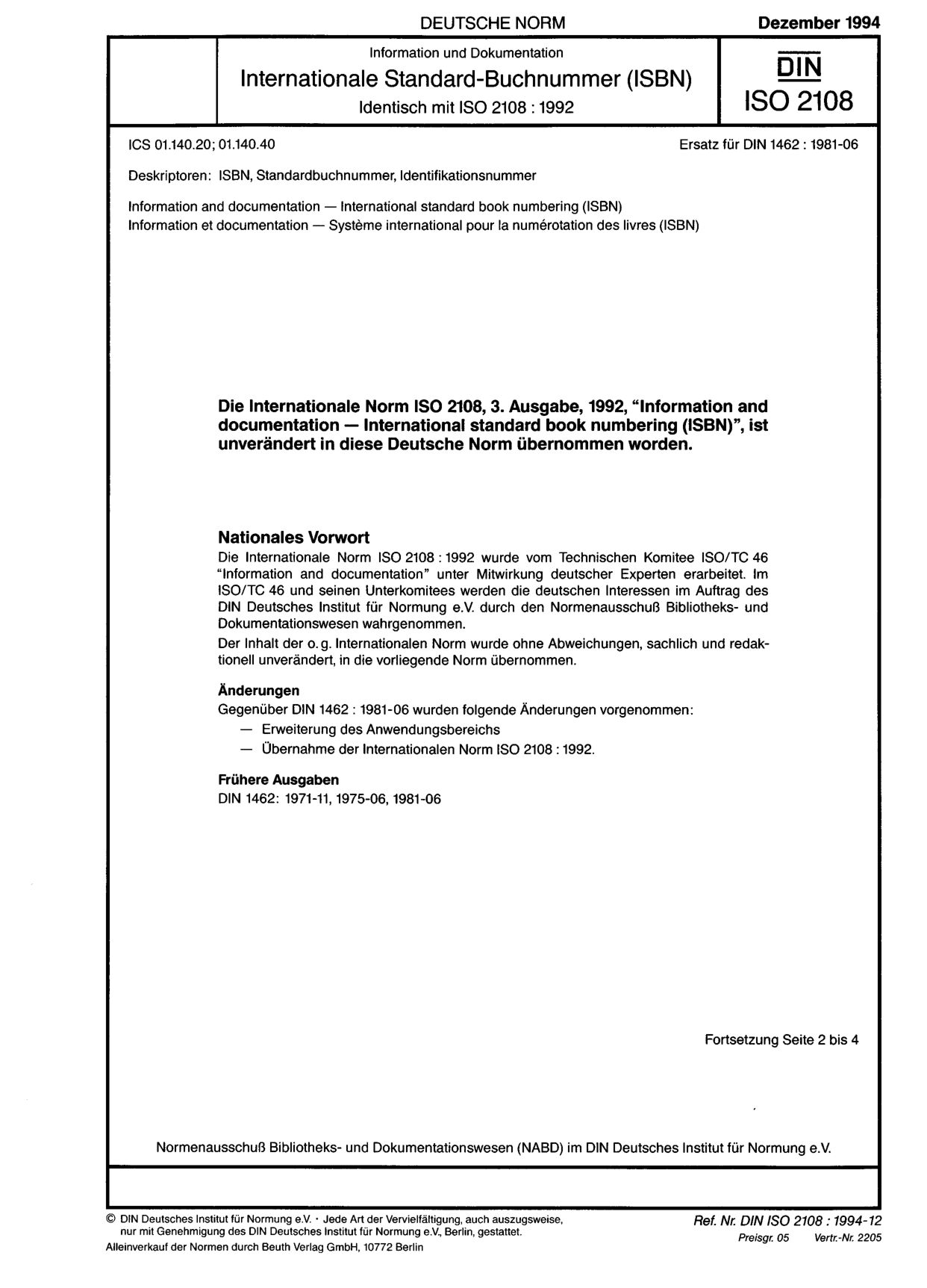 DIN ISO 2108:1994-12封面图