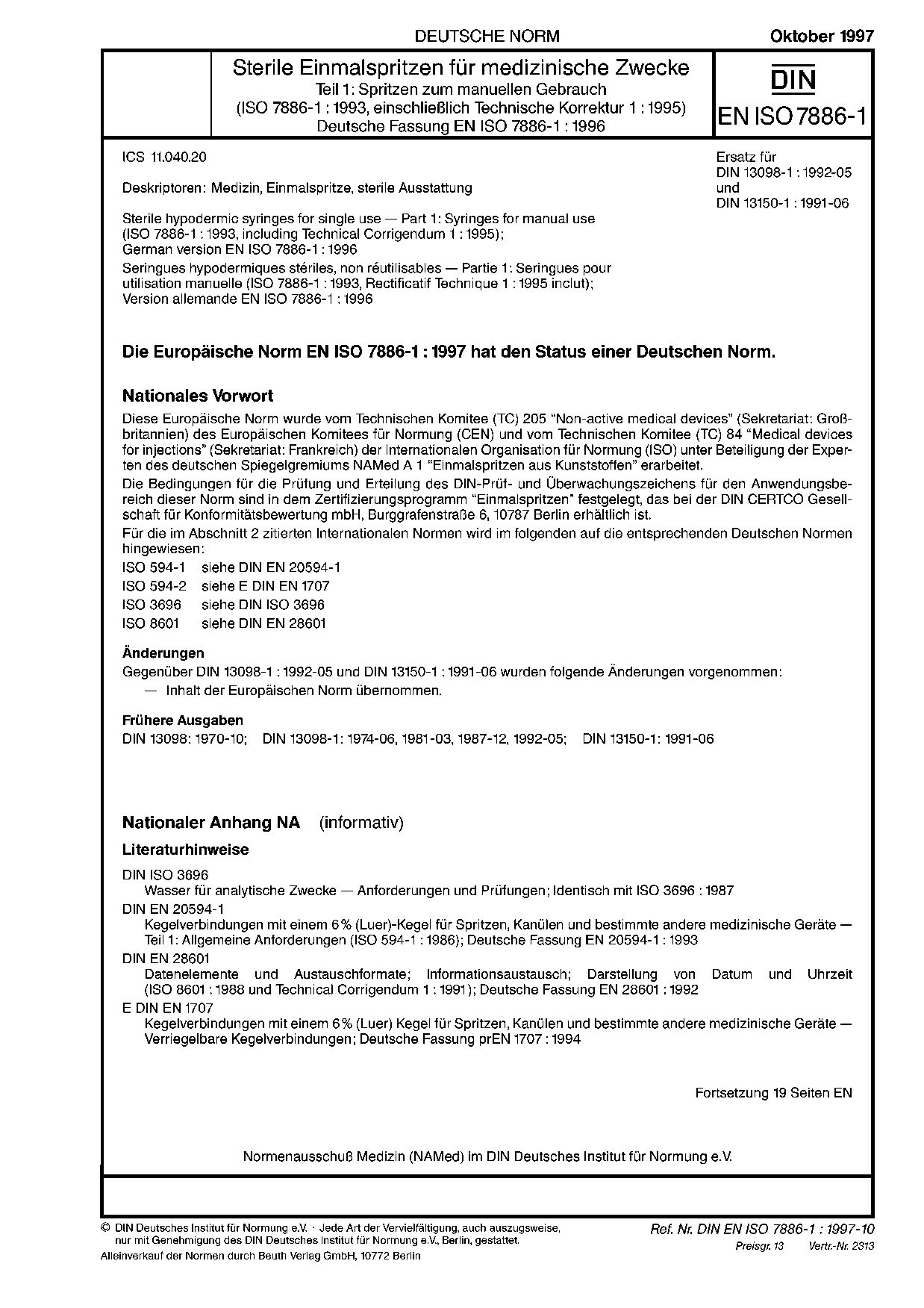 DIN EN ISO 7886-1:1997封面图