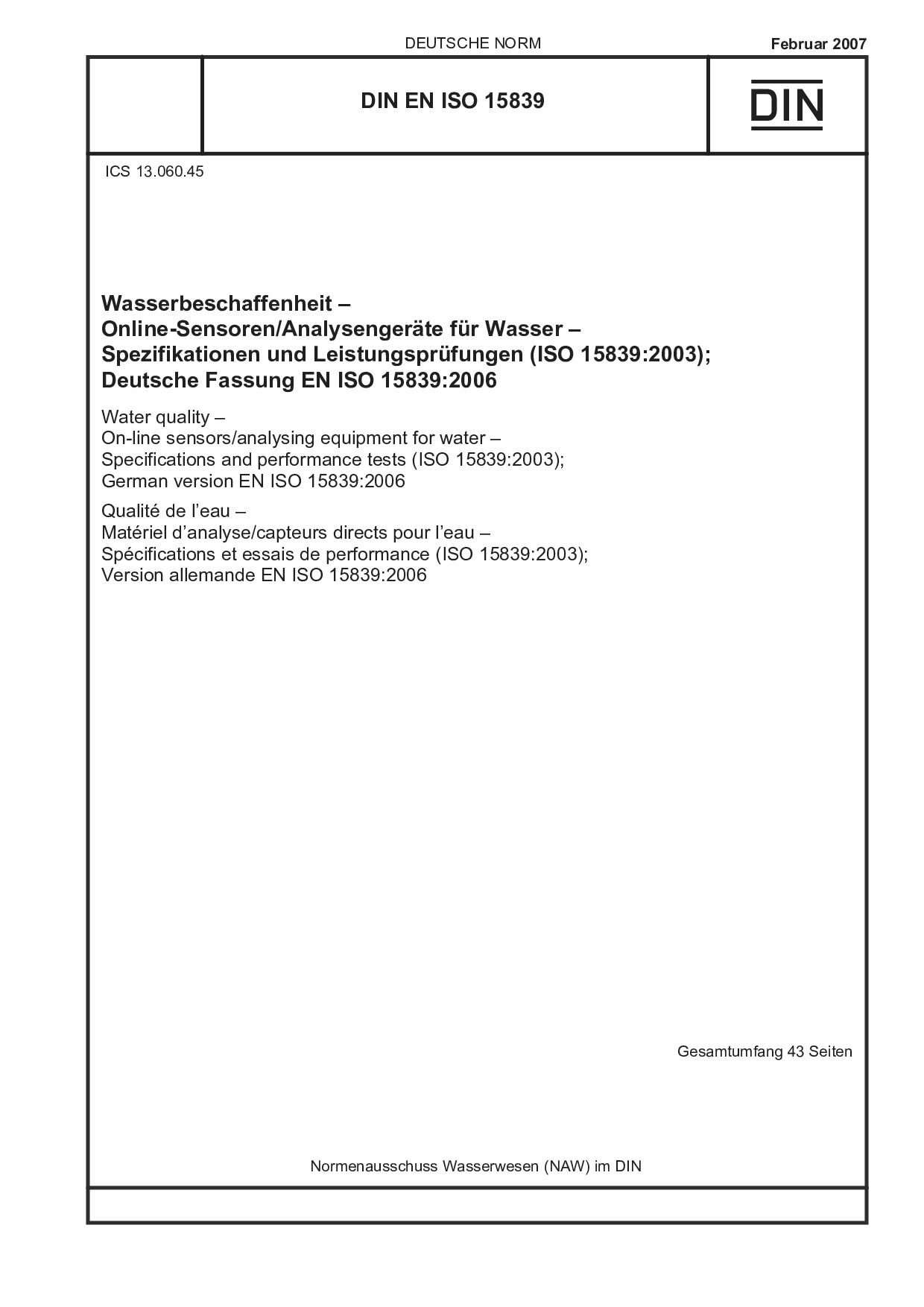 DIN EN ISO 15839:2007封面图