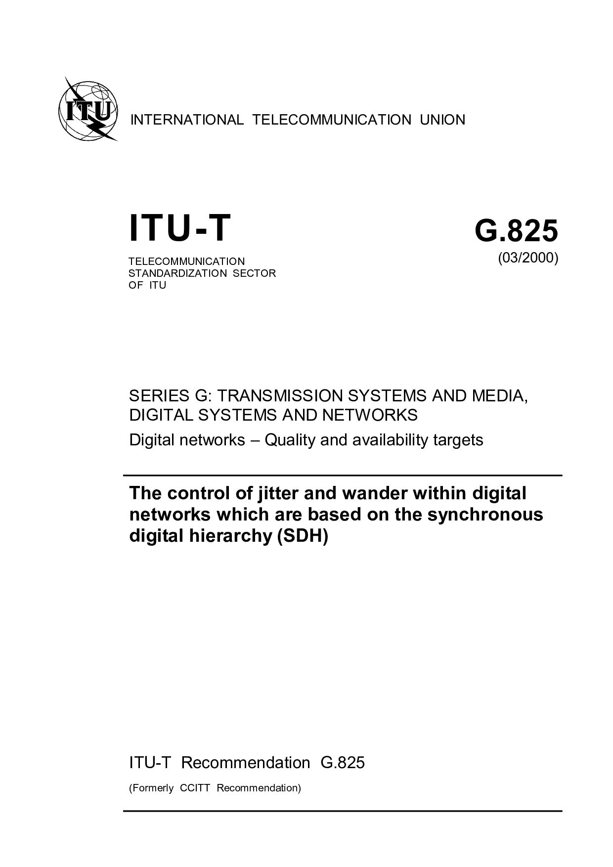 ITU-T G.825-2000封面图