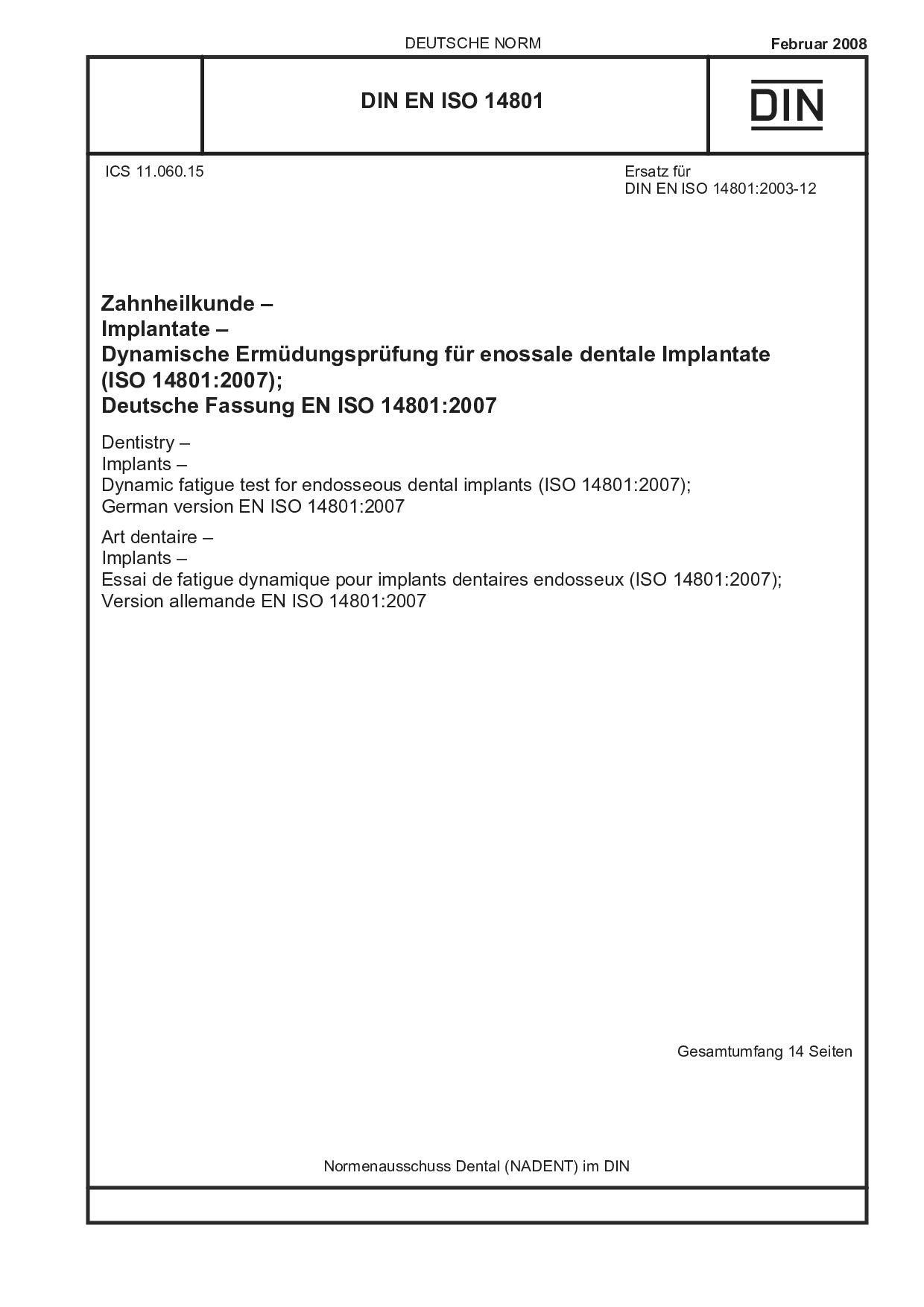 DIN EN ISO 14801:2008封面图