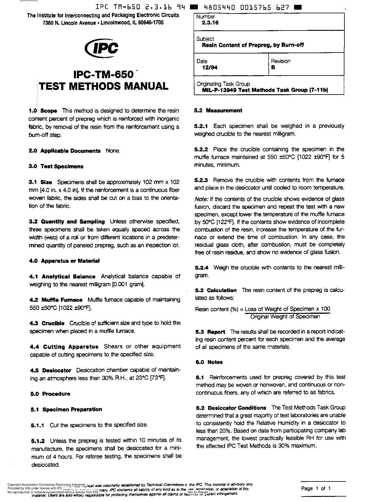 IPC TM-650 2.3.16-1994封面图