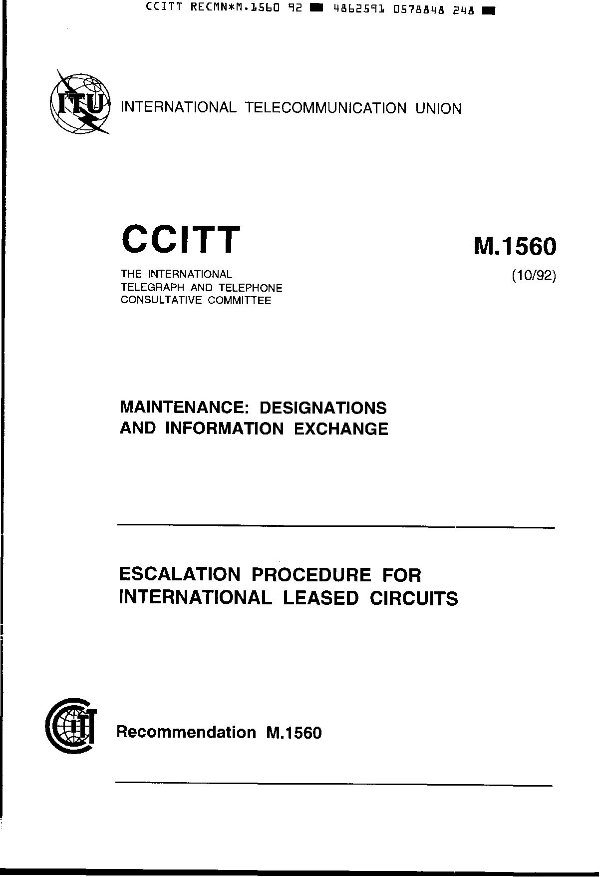ITU-T M.1560-1992