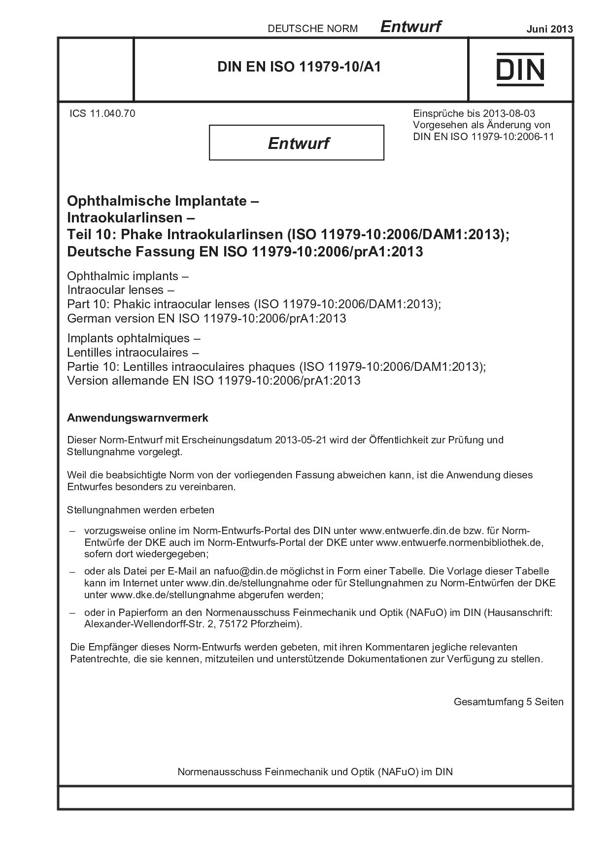 DIN EN ISO 11979-10 A1 E:2013-06