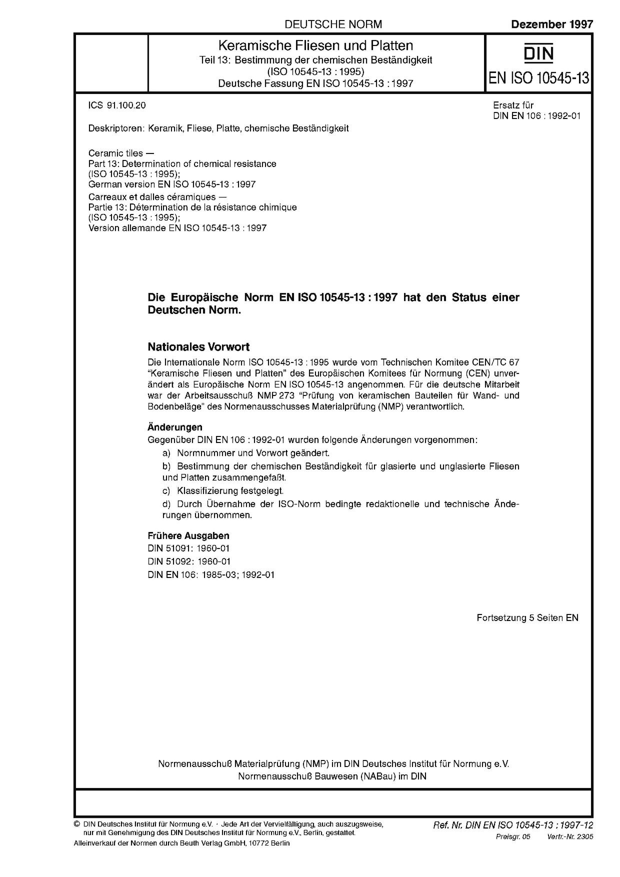 DIN EN ISO 10545-13:1997封面图