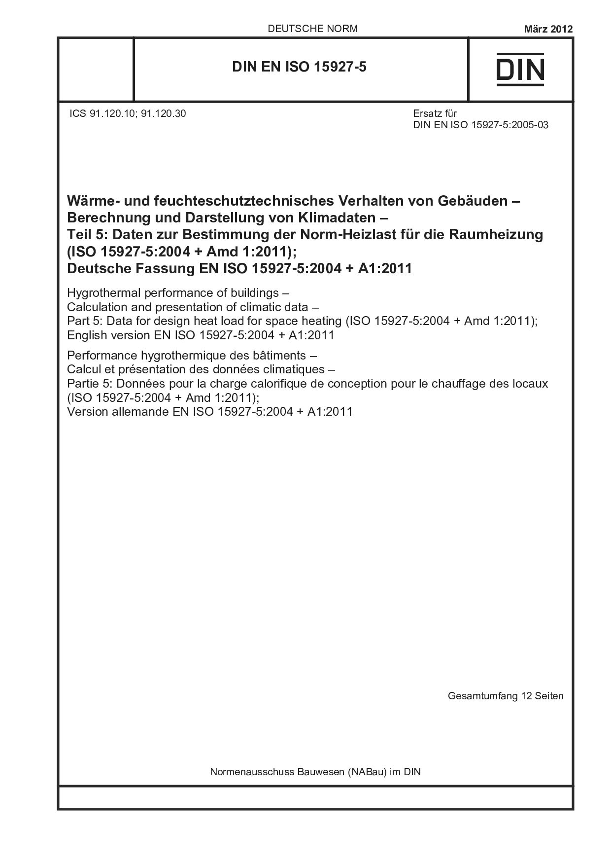 DIN EN ISO 15927-5:2012