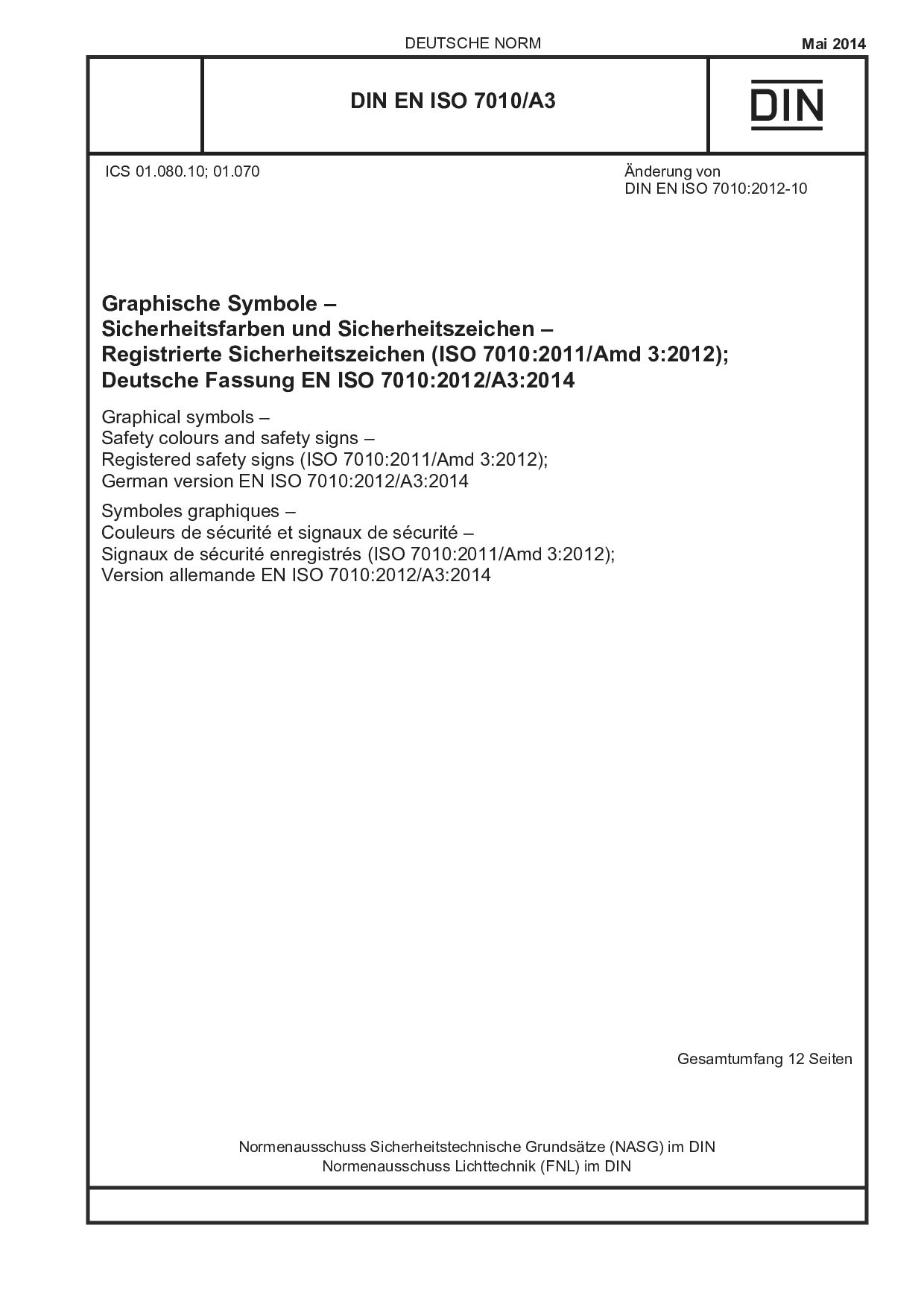 DIN EN ISO 7010/A3:2014