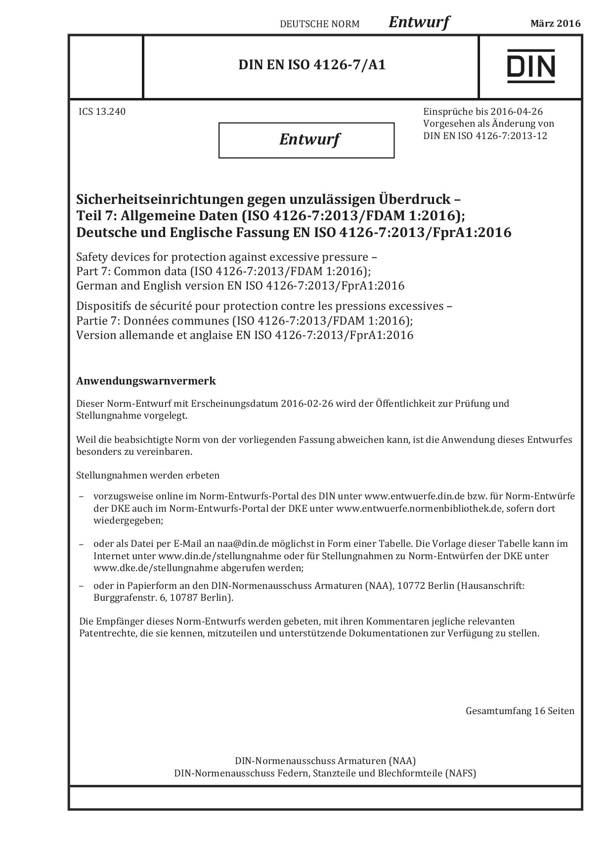 DIN EN ISO 4126-7 A1 E:2016-03封面图