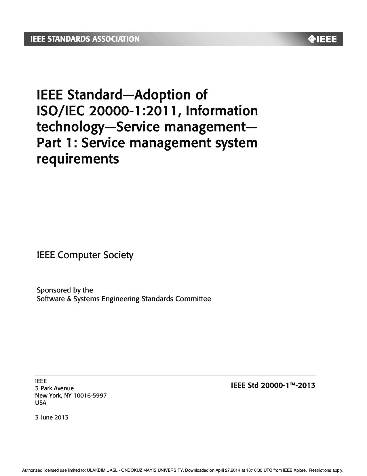 IEEE Std 20000-1-2013封面图