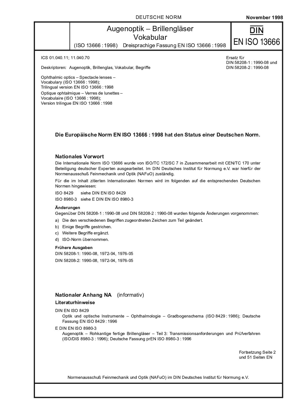 DIN EN ISO 13666:1998封面图