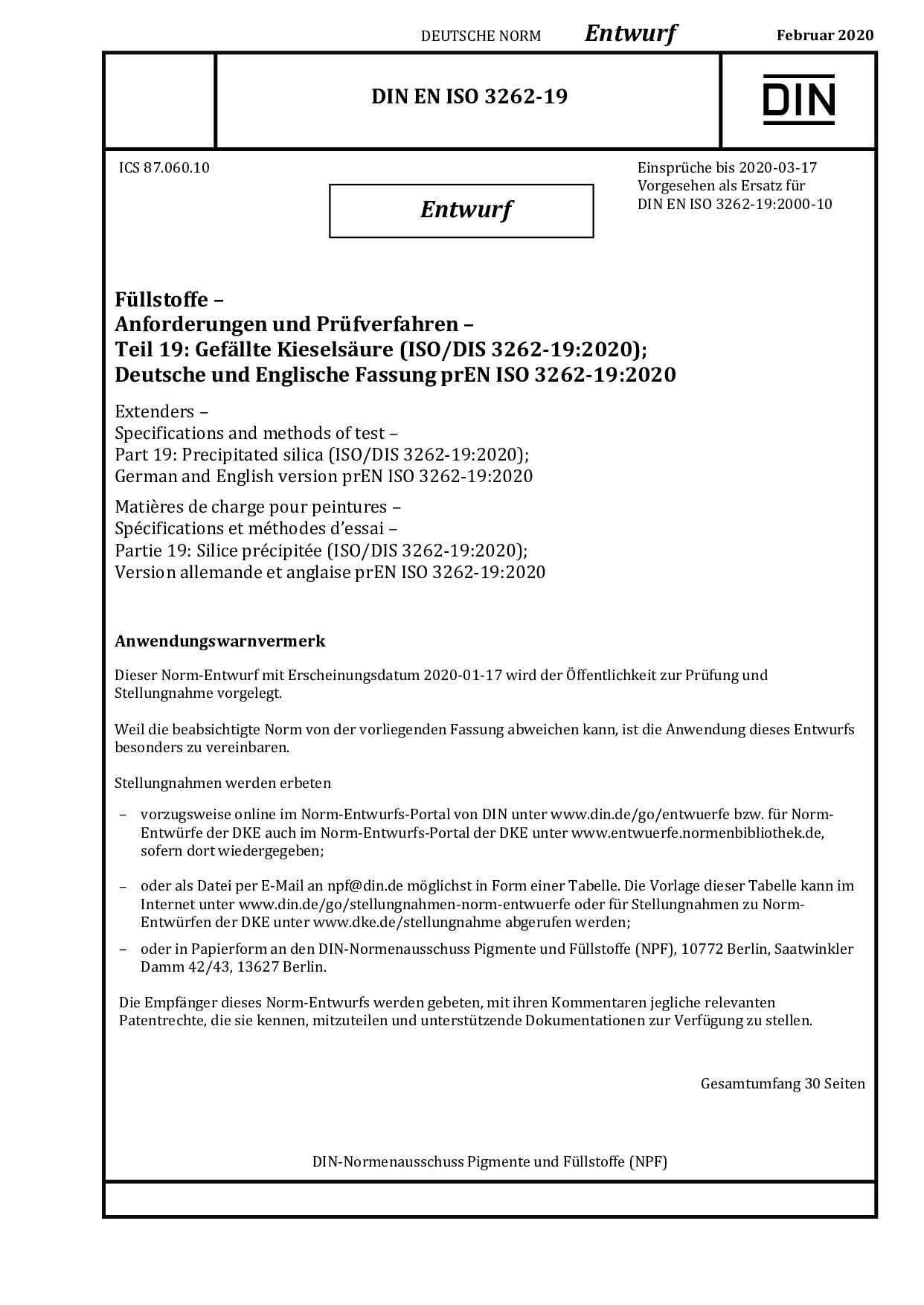 DIN EN ISO 3262-19 E:2020-02封面图