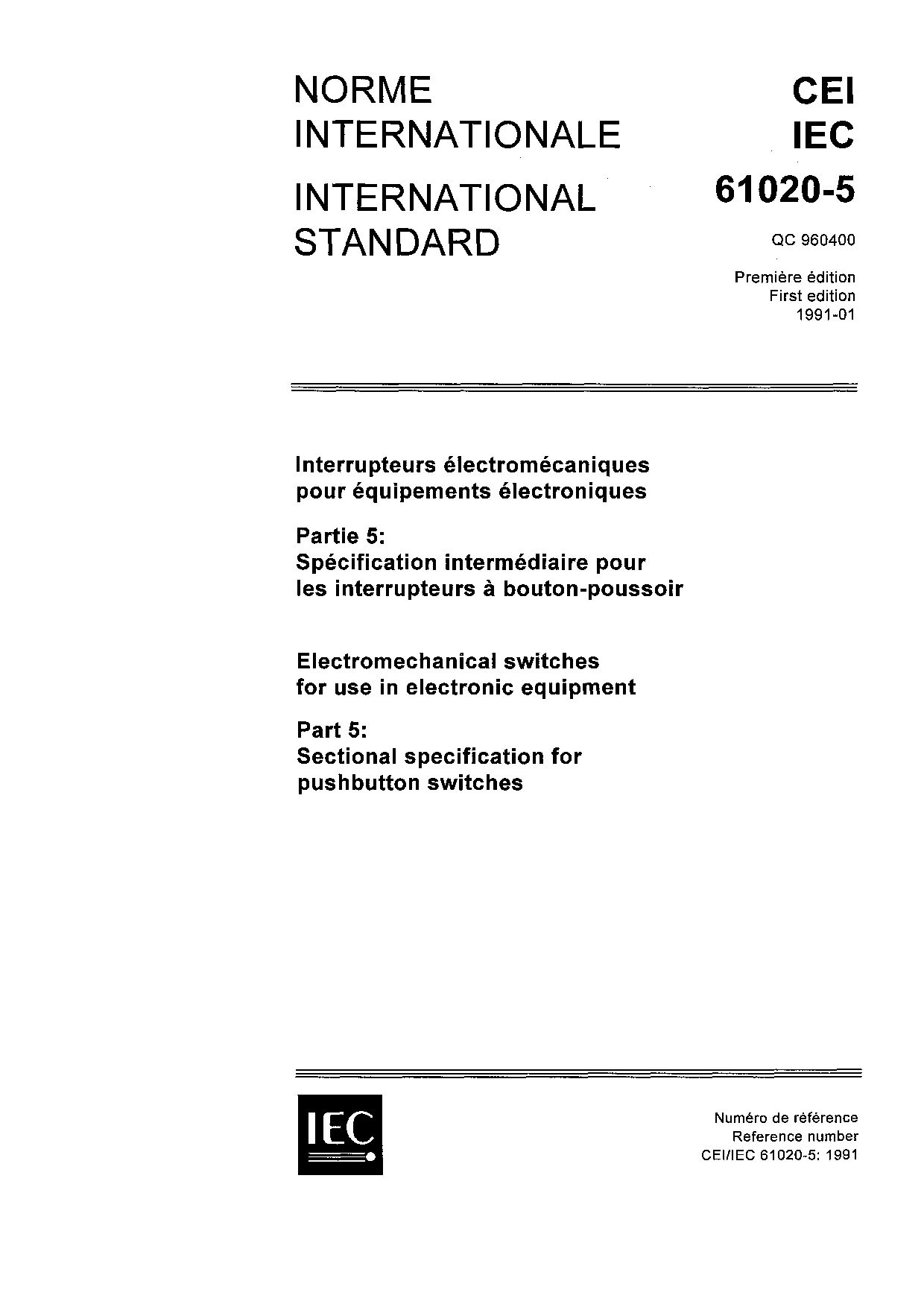 IEC 61020-5:1991封面图
