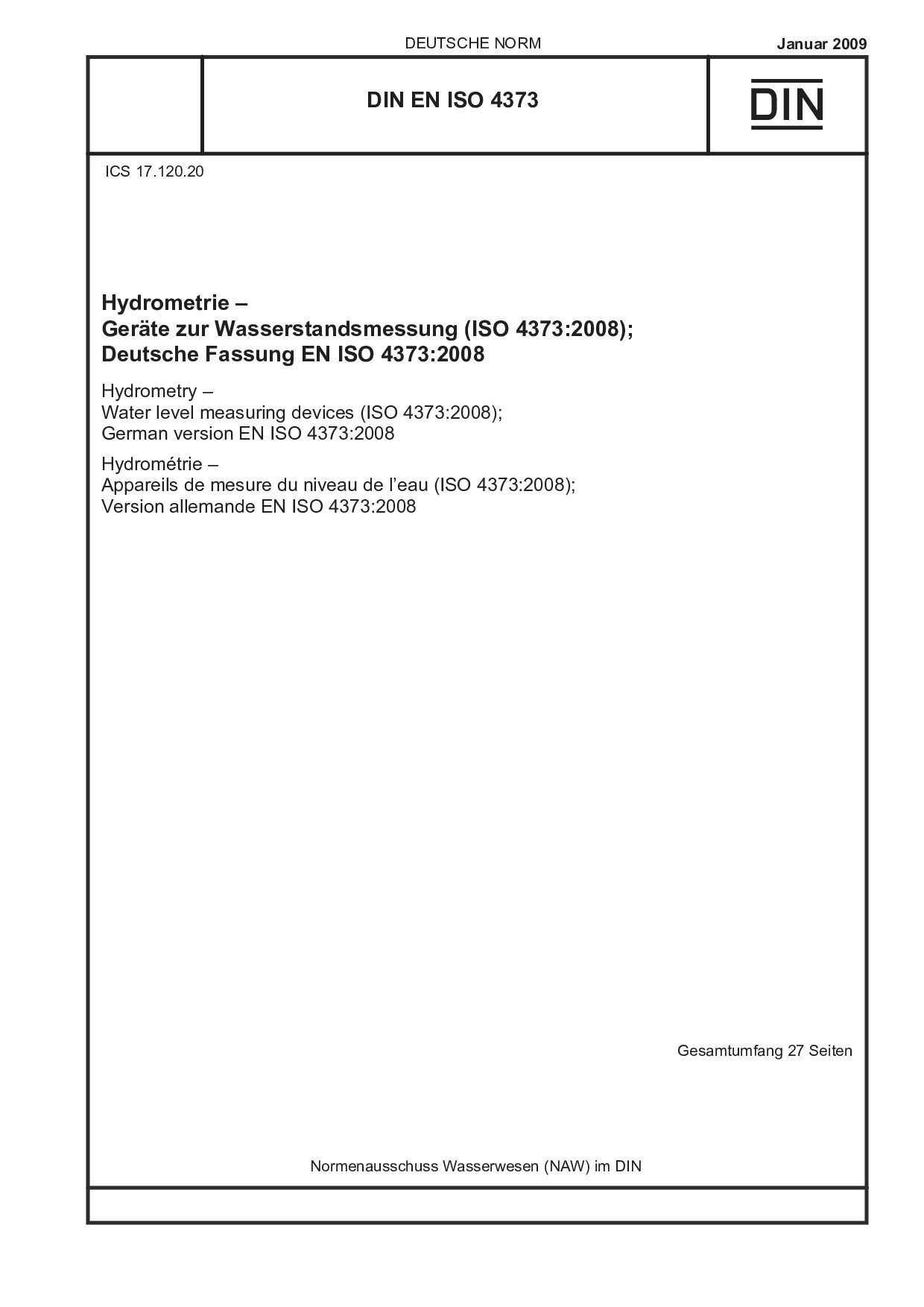 DIN EN ISO 4373:2009封面图