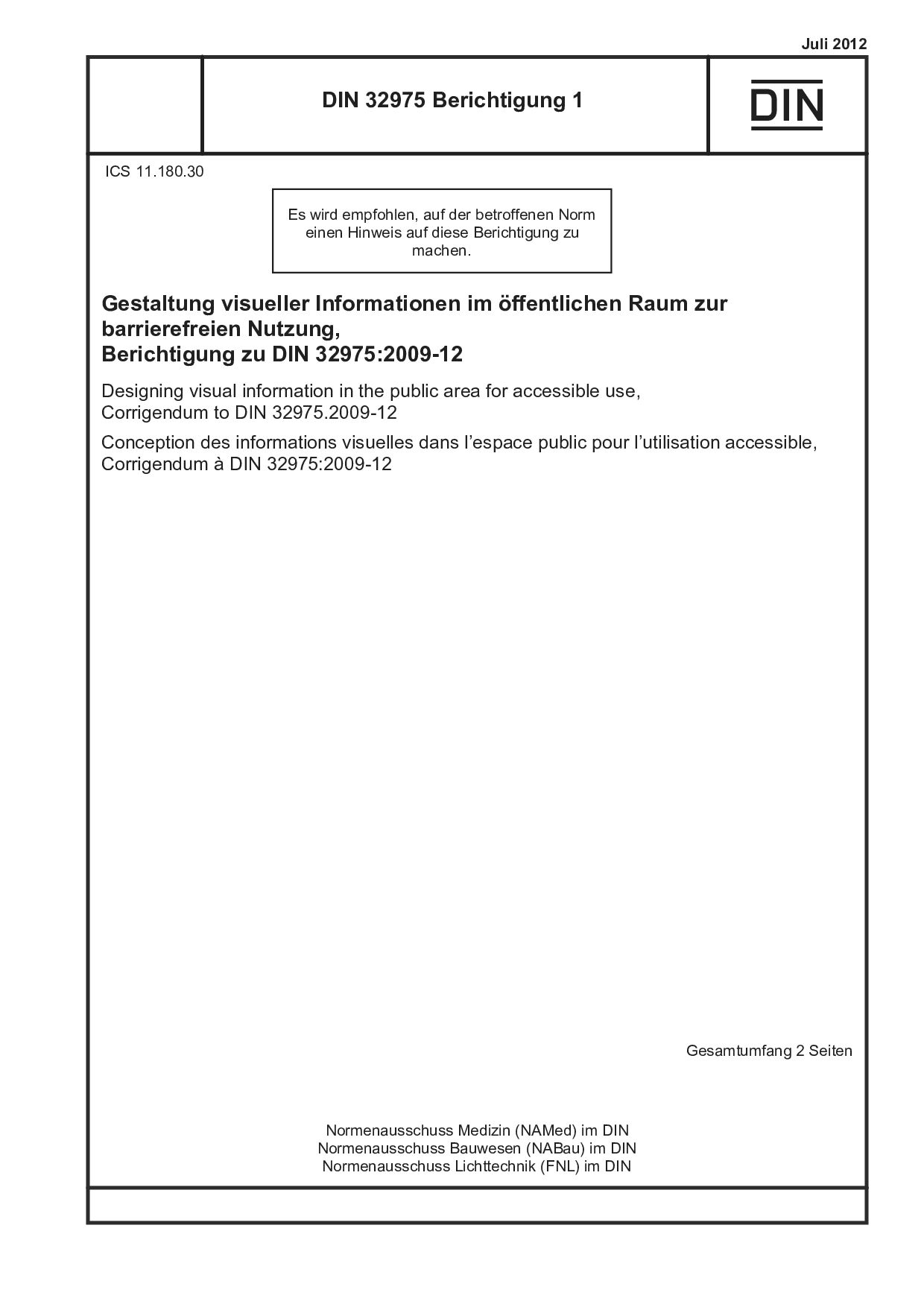 DIN 32975 Berichtigung 1:2012-07