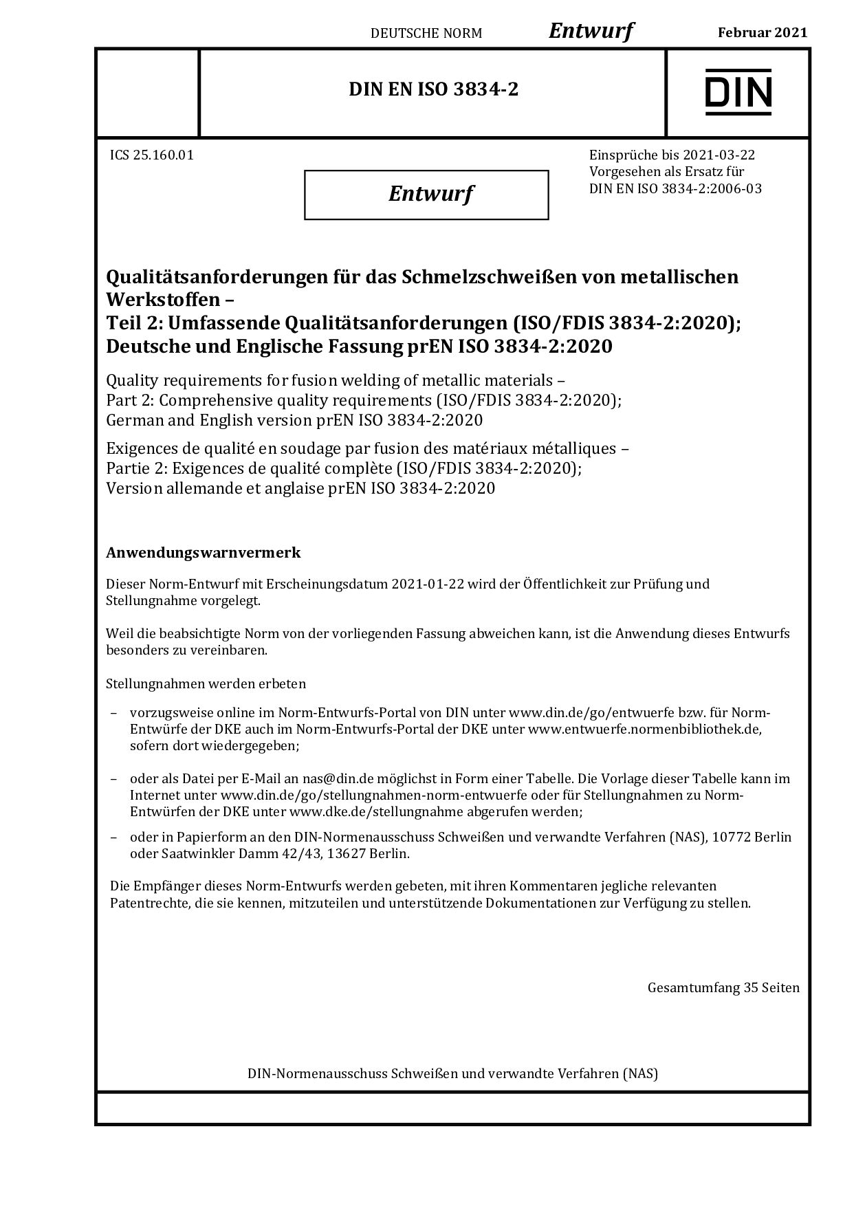 DIN EN ISO 3834-2 E:2021-02封面图