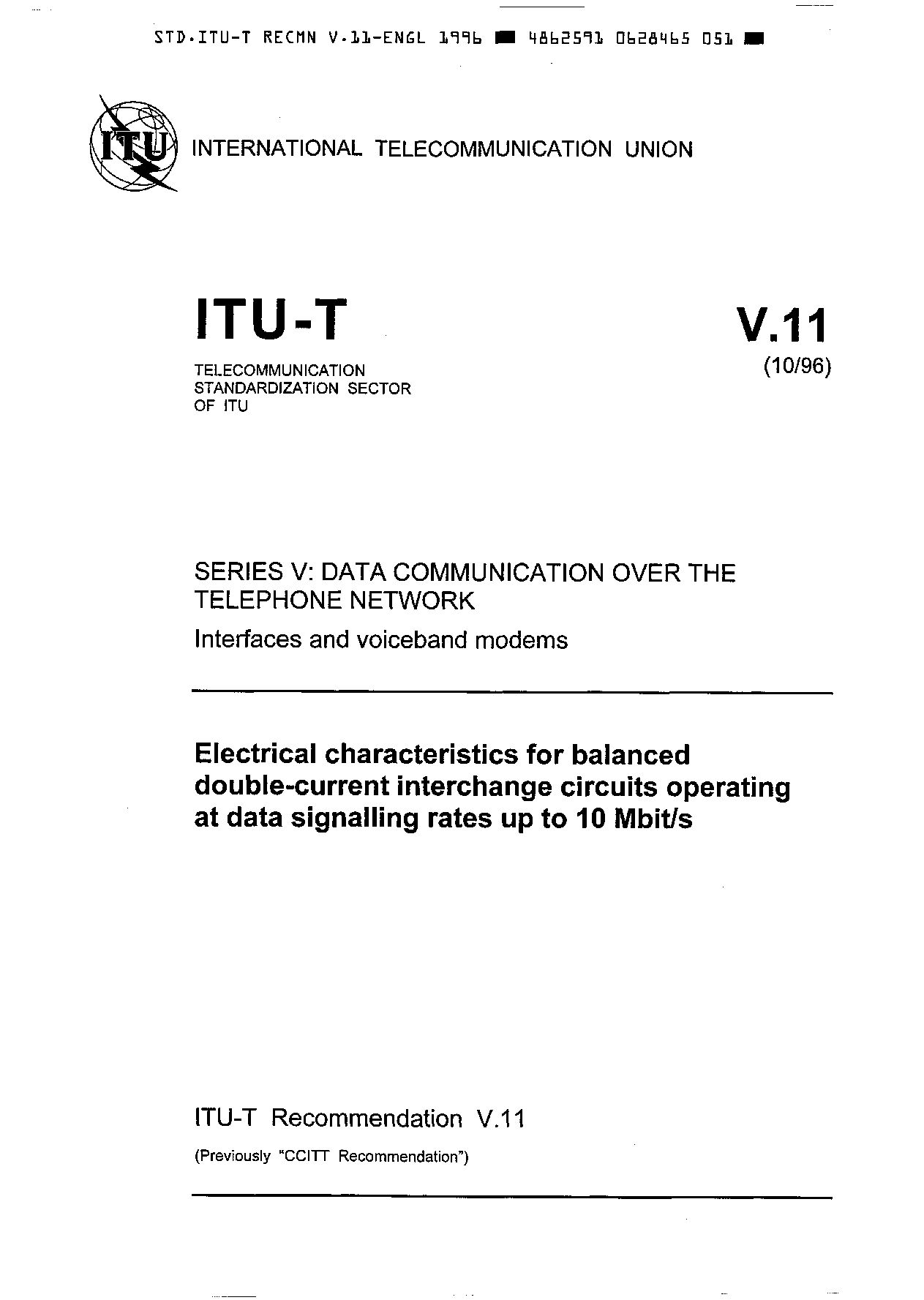 ITU-T V.11-1996封面图