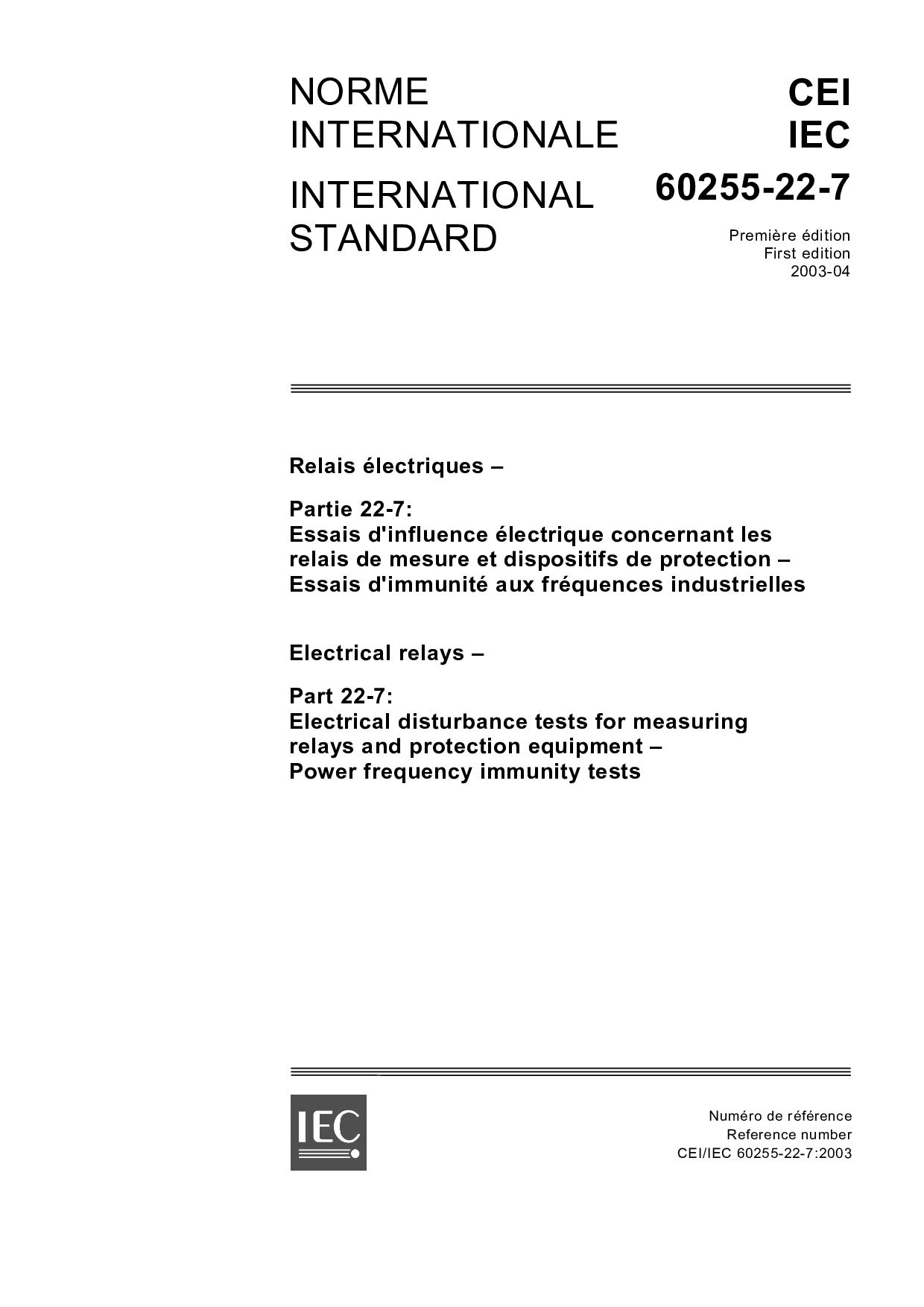 IEC 60255-22-7:2003封面图