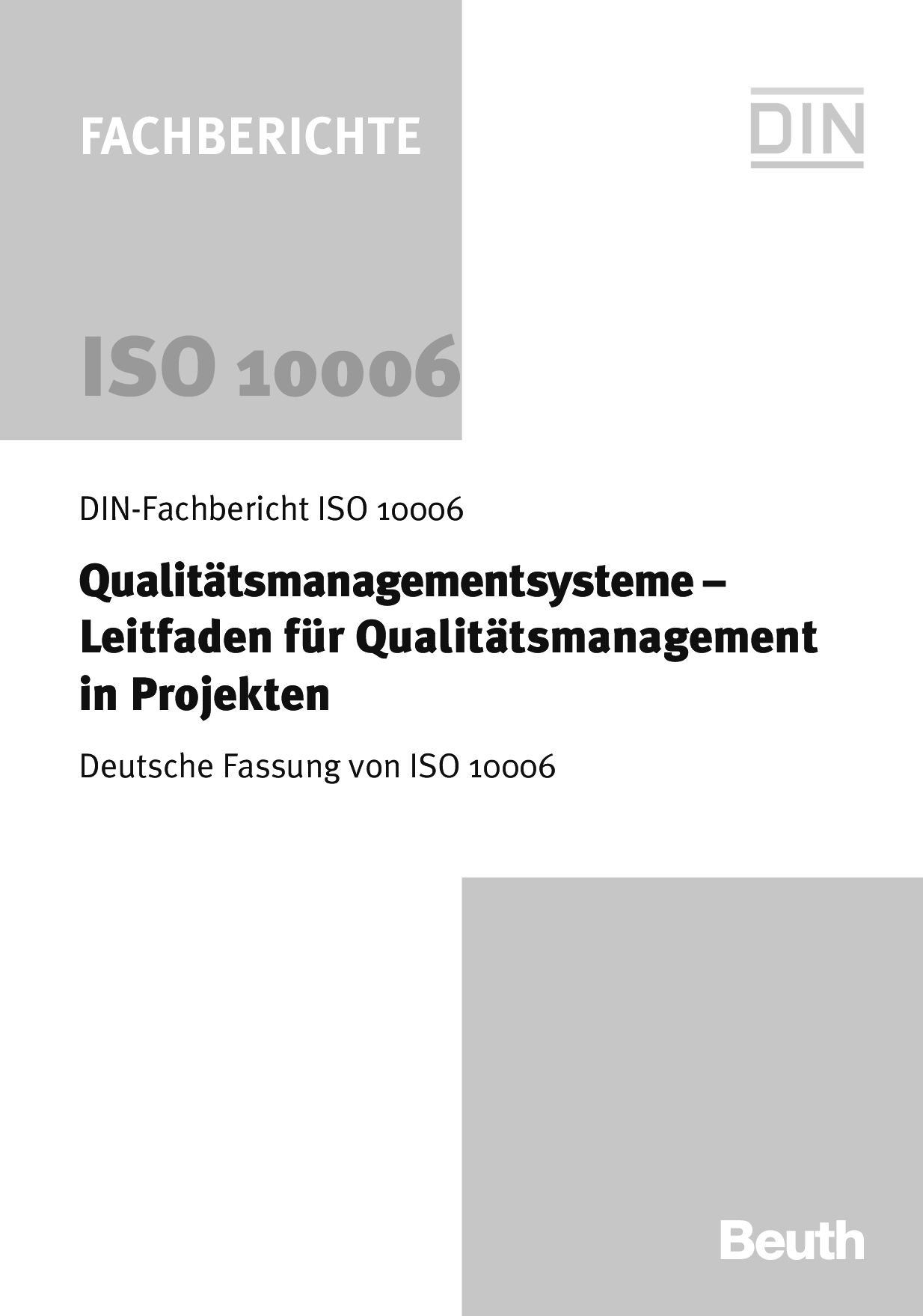 DIN-Fachbericht ISO 10006:2004封面图