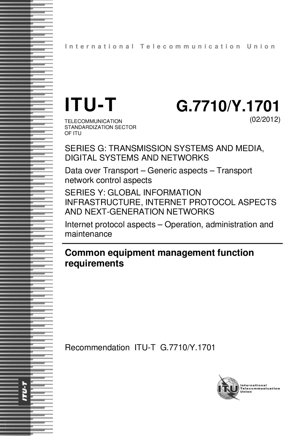ITU-T G.7710-2012