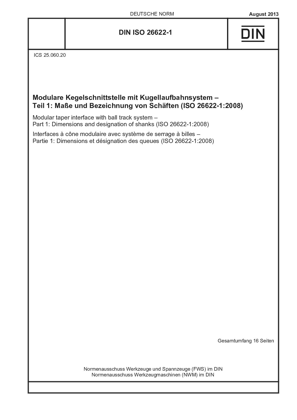 DIN ISO 26622-1:2013封面图