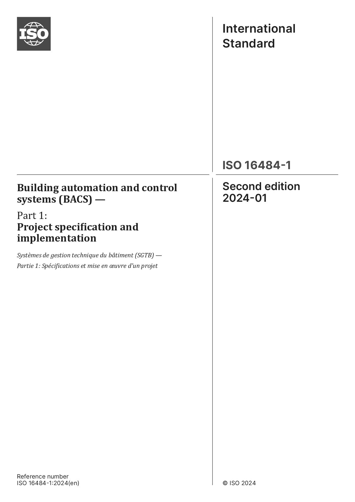 ISO 16484-1:2024封面图