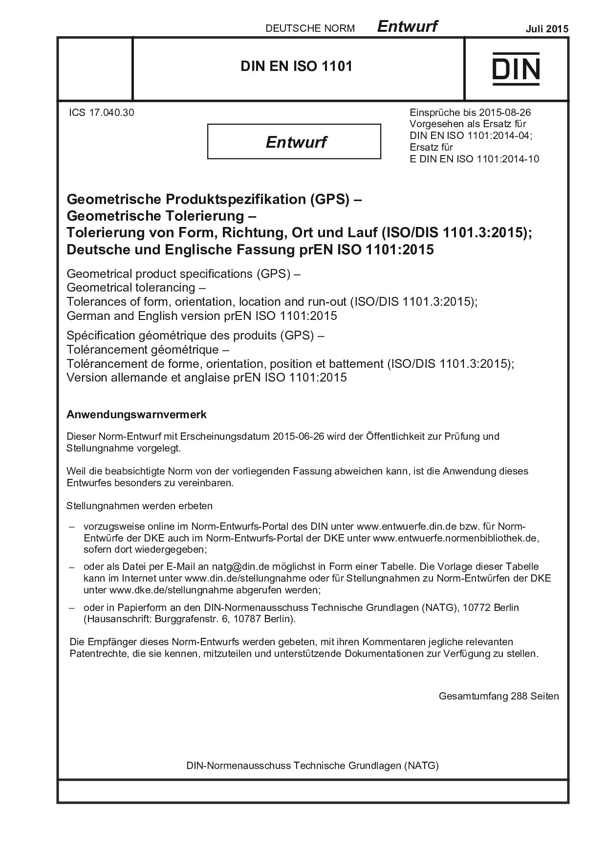 DIN EN ISO 1101 E:2015-07封面图