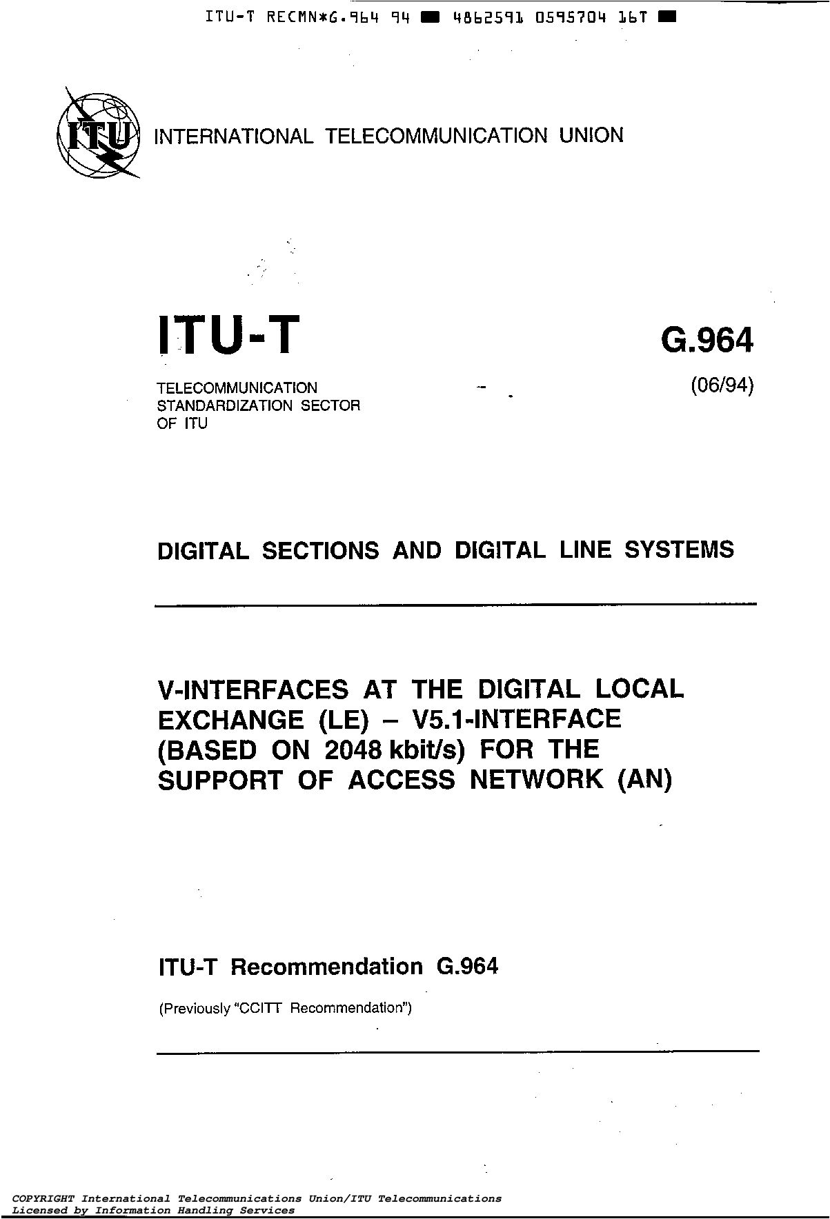 ITU-T G.964-1994封面图