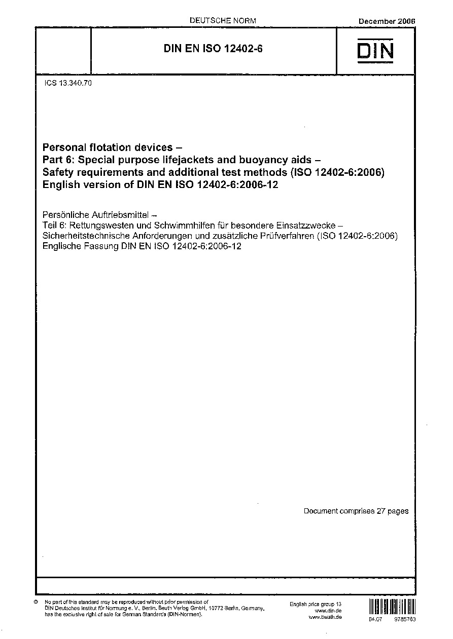 DIN EN ISO 12402-6:2006封面图